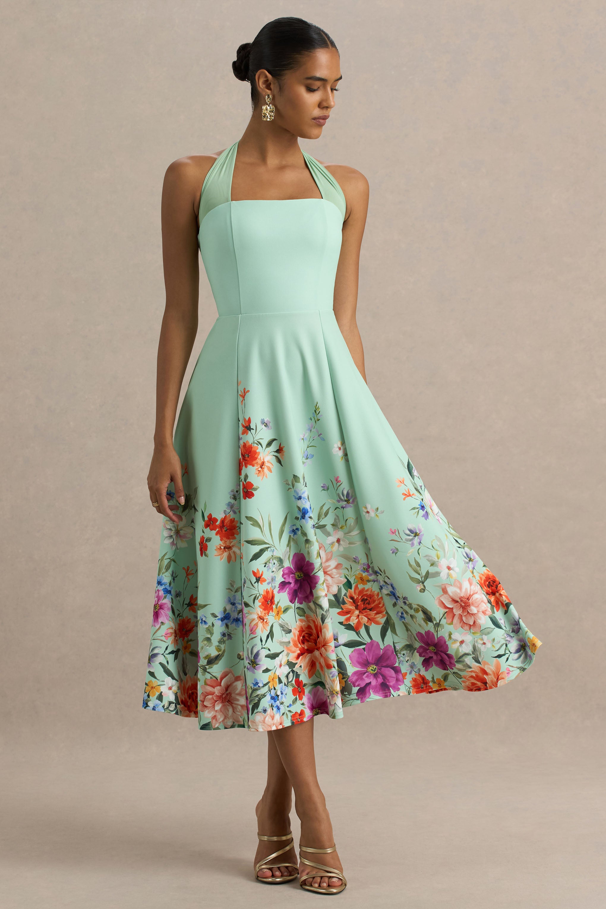 関税込 SaturdayClub Bow Strap Botanical Print Midi Dress bg_4815233_100380_m