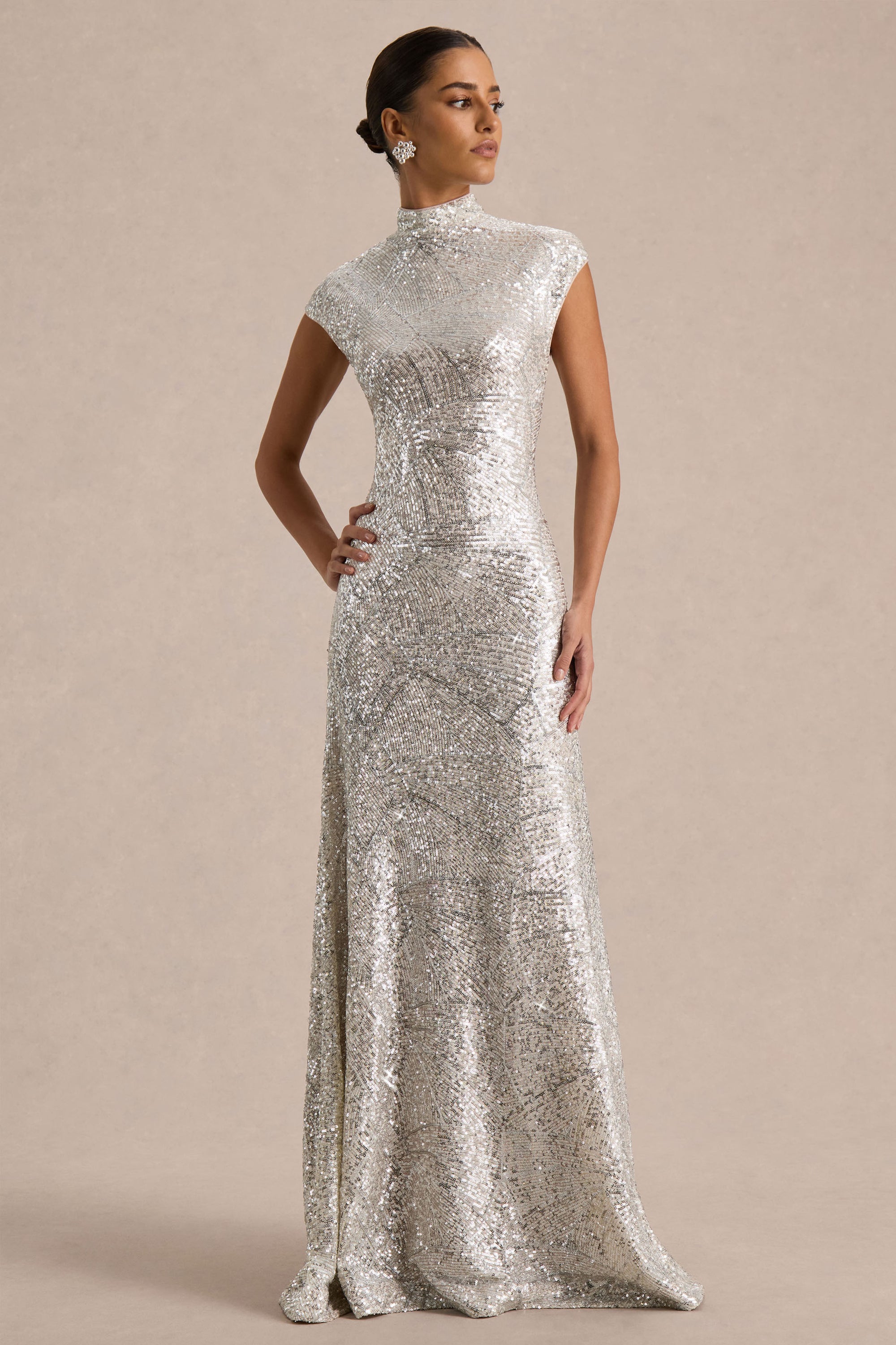 long silver sequin dress Baldwin Cut Out Maxi / | MESHKI Long Sleeve Sequin Backless Maxi
