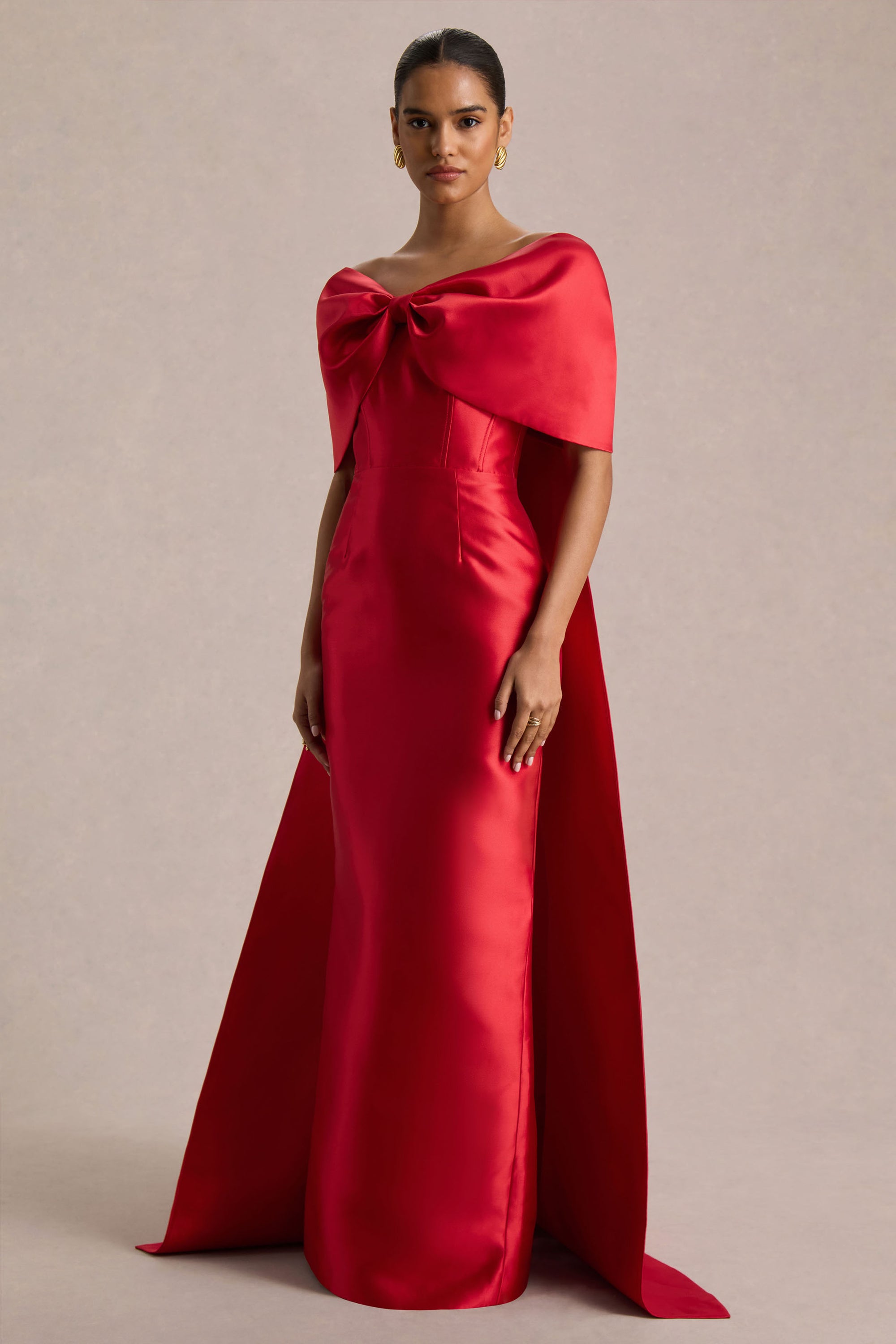 red holiday dress with bow The Blythe Bow Dress