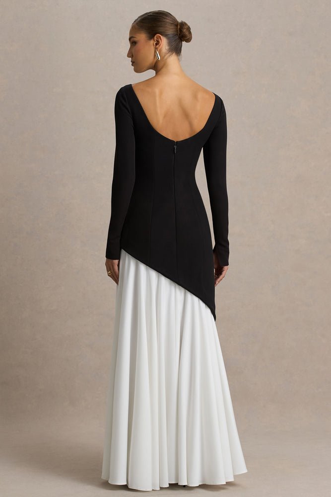 slim fit dress slacks Two-Tone Black Lace Three-Quarter Sleeve Fit Flare Formal Dress main image 0