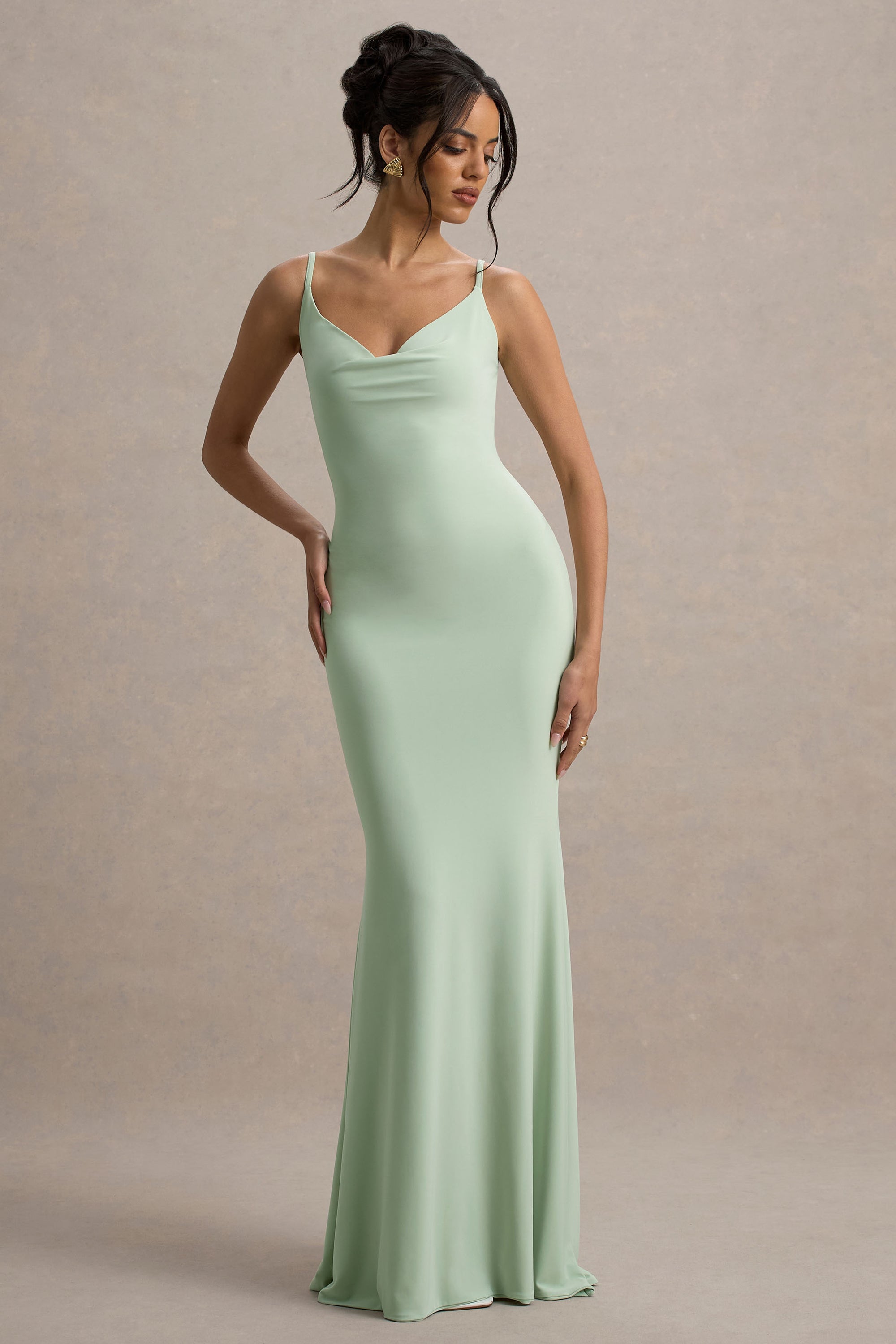 light green cowl neck dress Sage Green Cowl Neck Dress