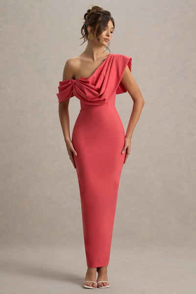 Angelina | Pink Draped Shoulder Maxi Dress – Club L London - USA