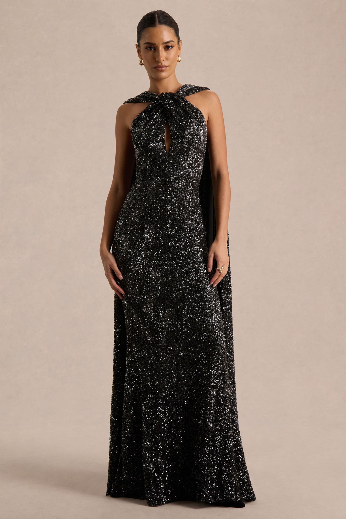 Renelle | Black Sequin Halter Neck Maxi Dress - UK 8 Black Renelle | Black Sequin Halter Neck Maxi Dress - UK 8 Black