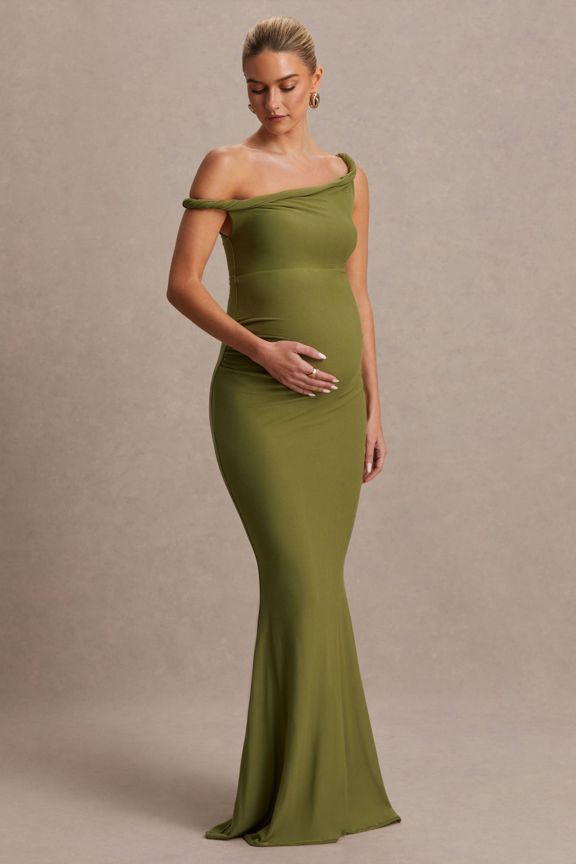 olive green maternity bridesmaid dress Maternity Olive Green Wide Strap Bridesmaid Dresses