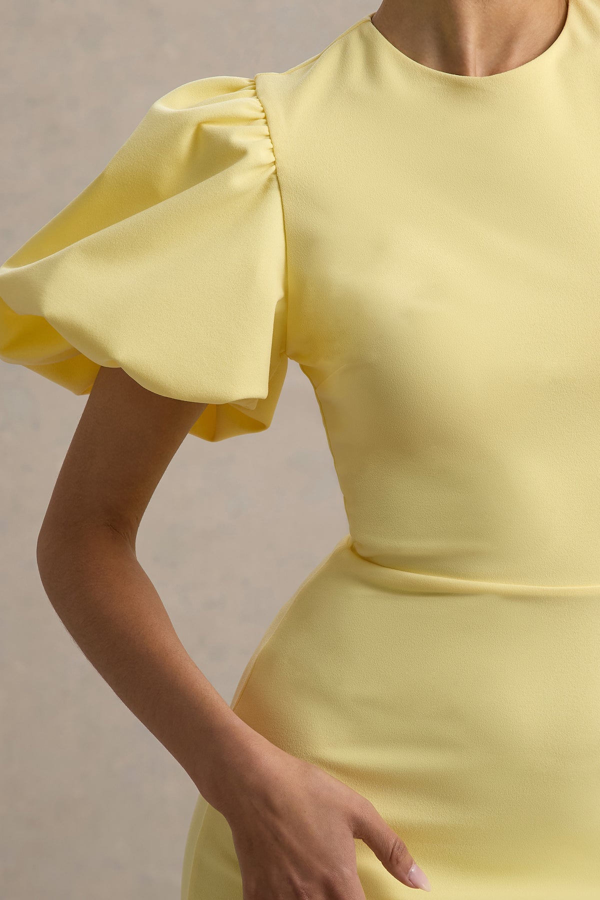 Dakota Lemon Puff-Sleeve Midi Dress – Club L London Dakota Lemon Puff-Sleeve Midi Dress – Club L London
