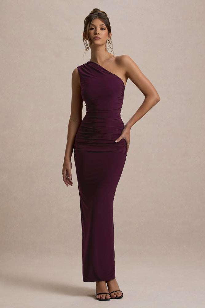 Dalarie Port One-Shoulder Gathered Maxi Dress – Club L London