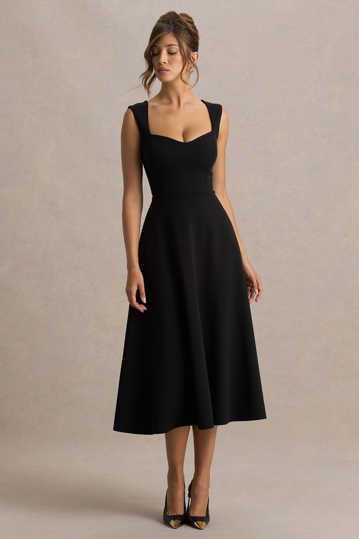 Andromeda | Black Sweetheart Midi Dress