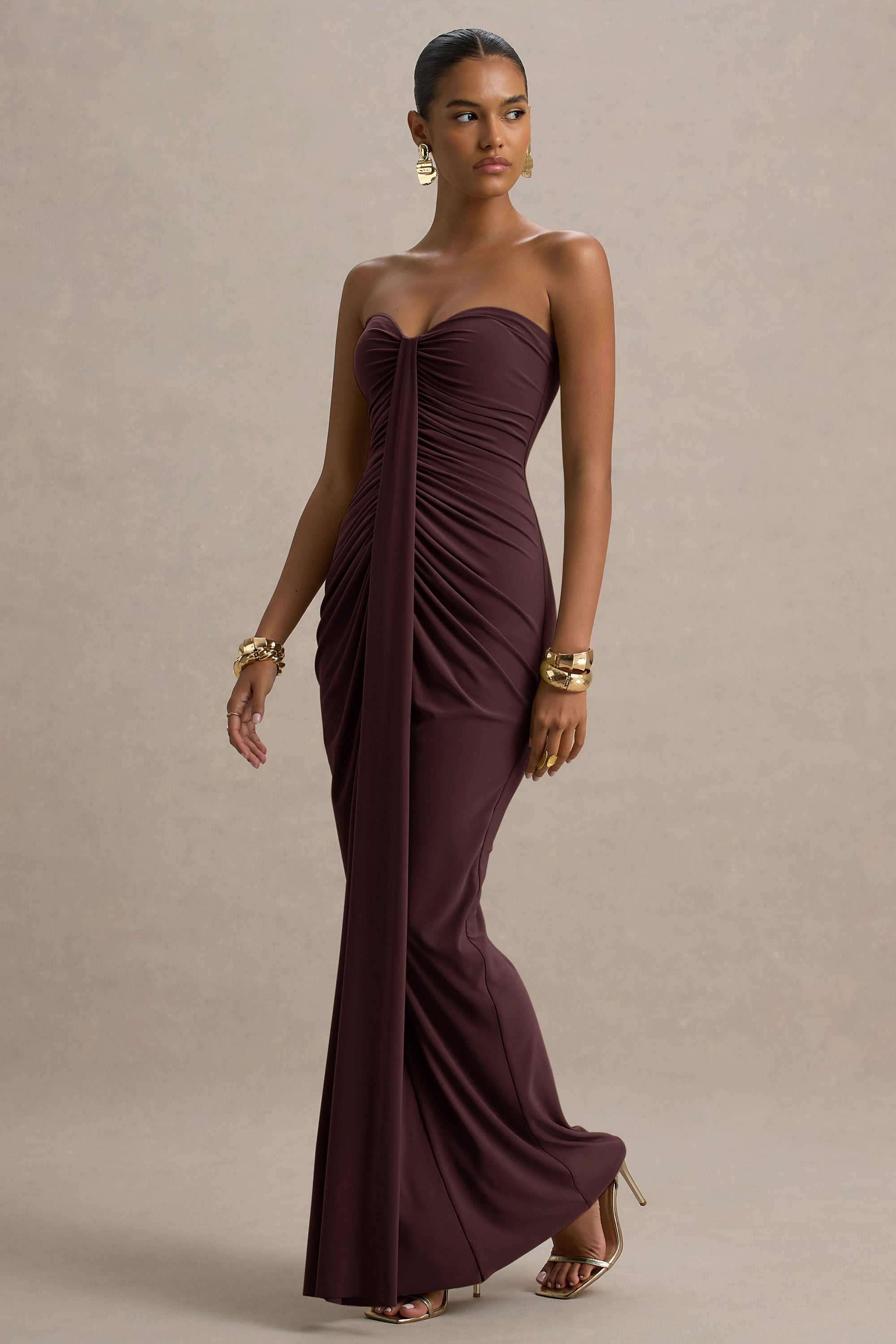brown and maroon dress BROWN VELVET A-LINE MIDI DRESS WITH GOLD-BEADED DETAIL | CULT MIA