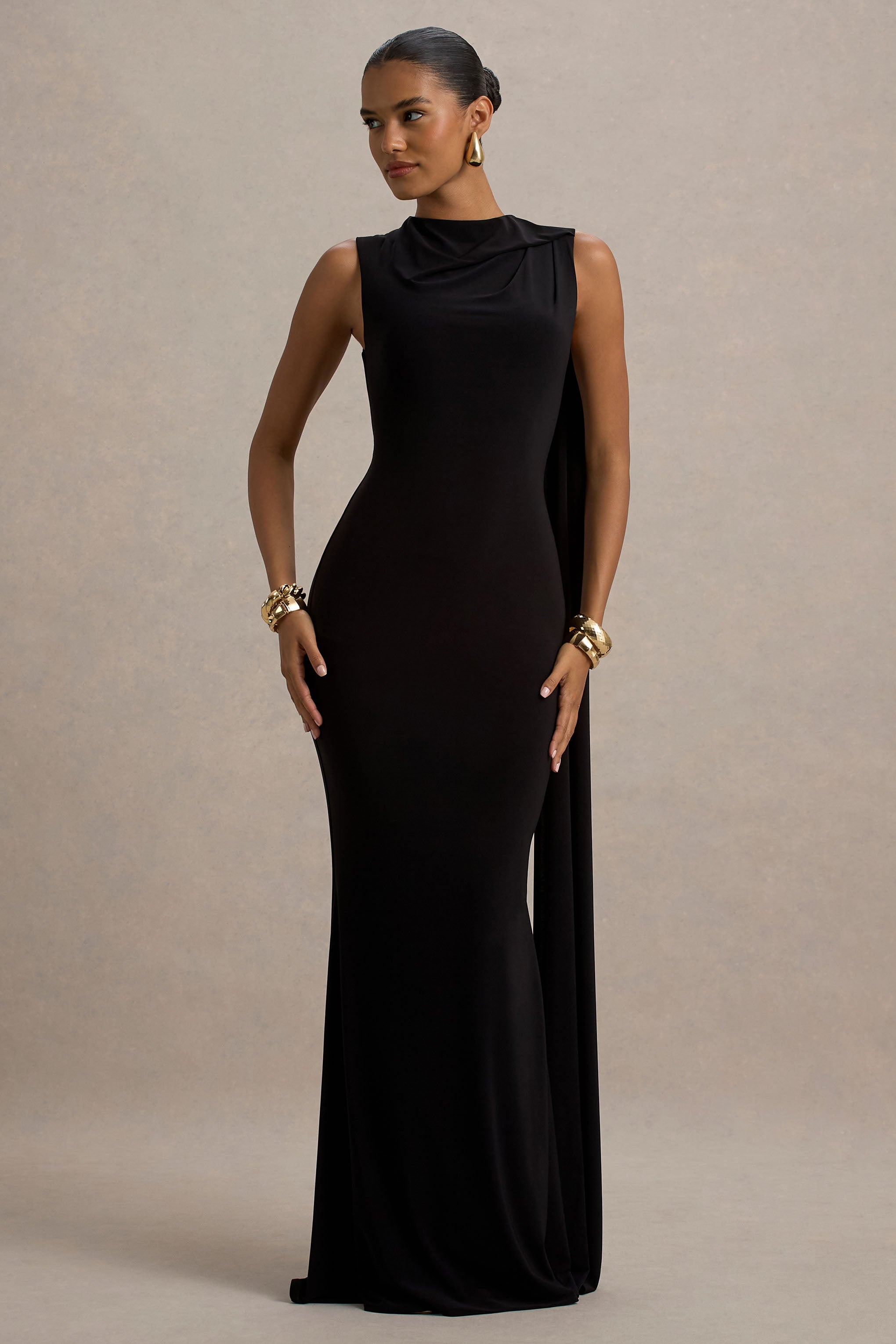 Mia | Black Maxi Dress With Sash – Club L London - USA