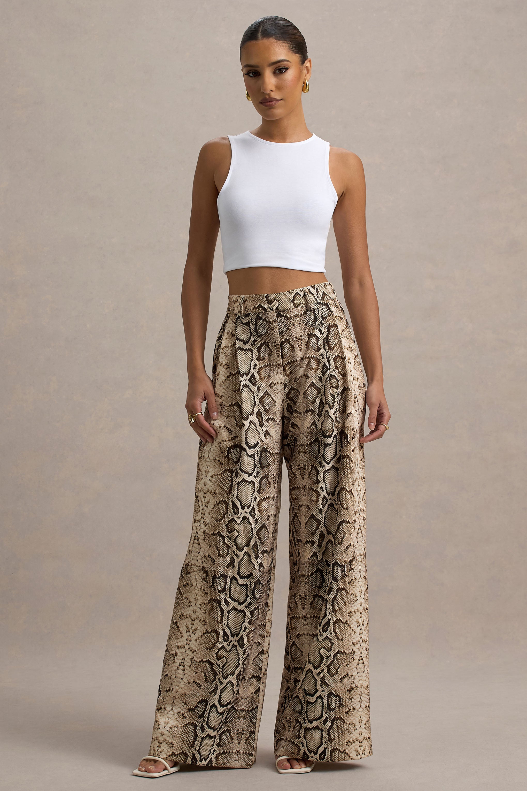 Shaniya | Snake Print Wide-Leg Trousers – Club L London - USA