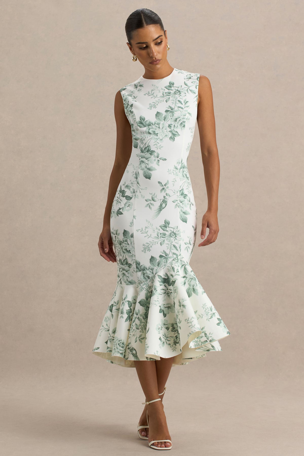 bandeau fishtail maxi dress Women's PLT Label Cream Lace Asymmetrical Drape Godet Fishtail Bandeau Maxi Dress