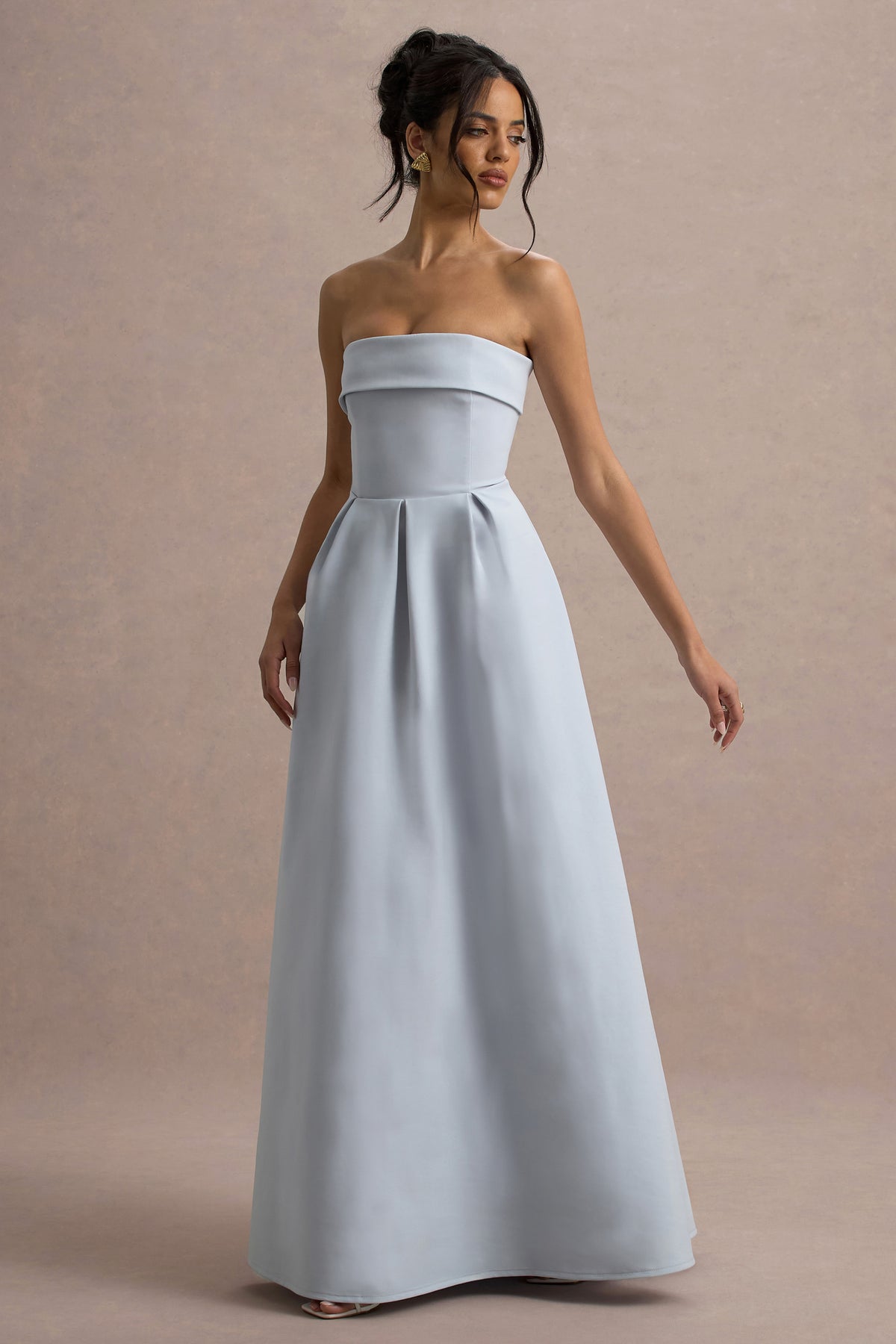 Maddalena Powder Blue Bandeau Skater Maxi Dress Club L London - USA Maddalena Powder Blue Bandeau Skater Maxi Dress Club L London - USA
