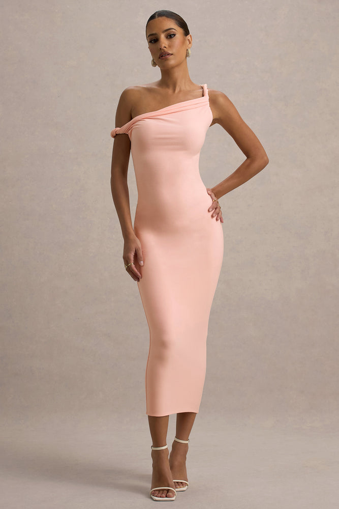 Salome Pink Twisted Asymmetric Midi Dress – Club L London - USA