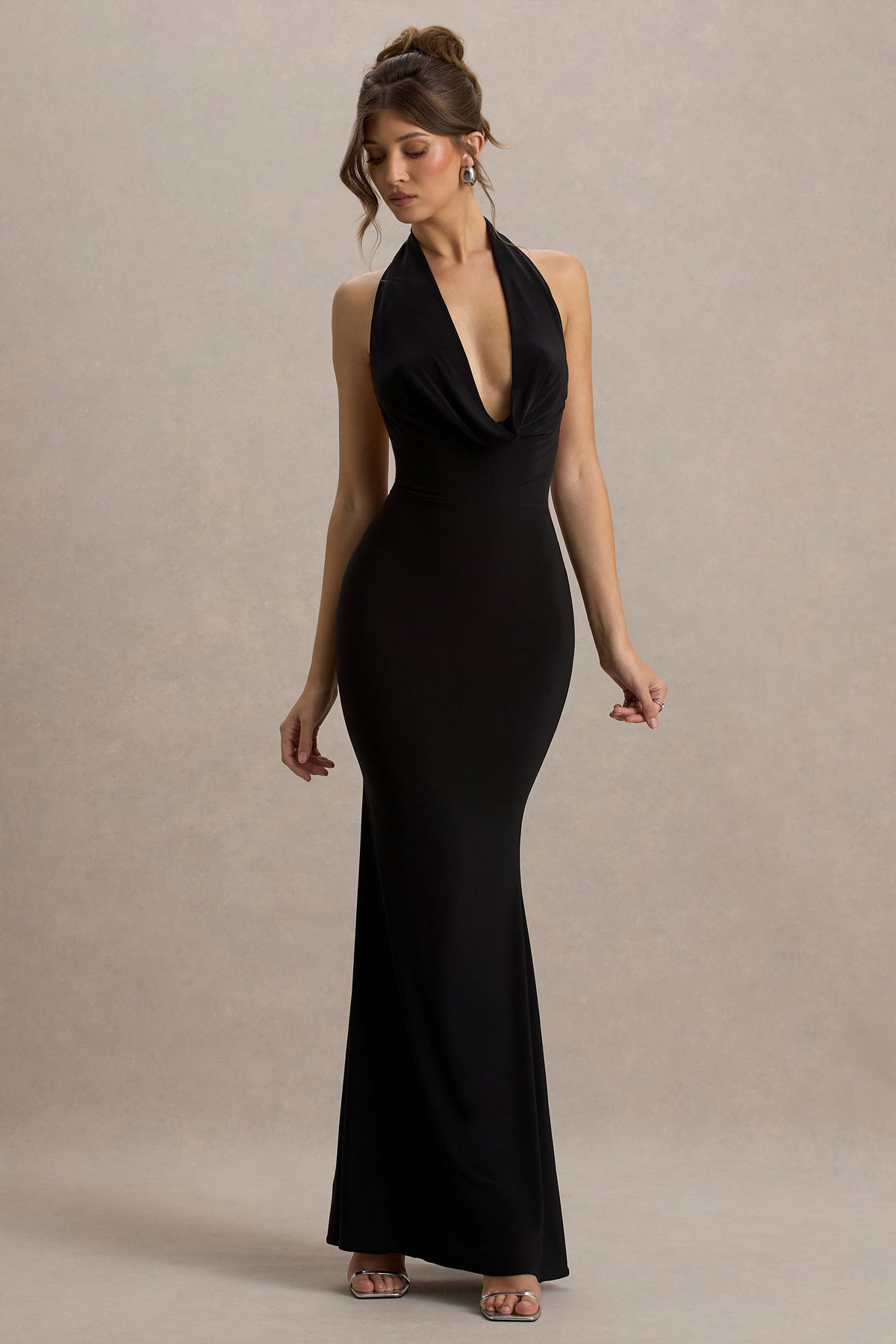 Milani Black Backless Cowl Neck Fishtail Maxi Dress Club L London - USA Milani Black Backless Cowl Neck Fishtail Maxi Dress Club L London - USA
