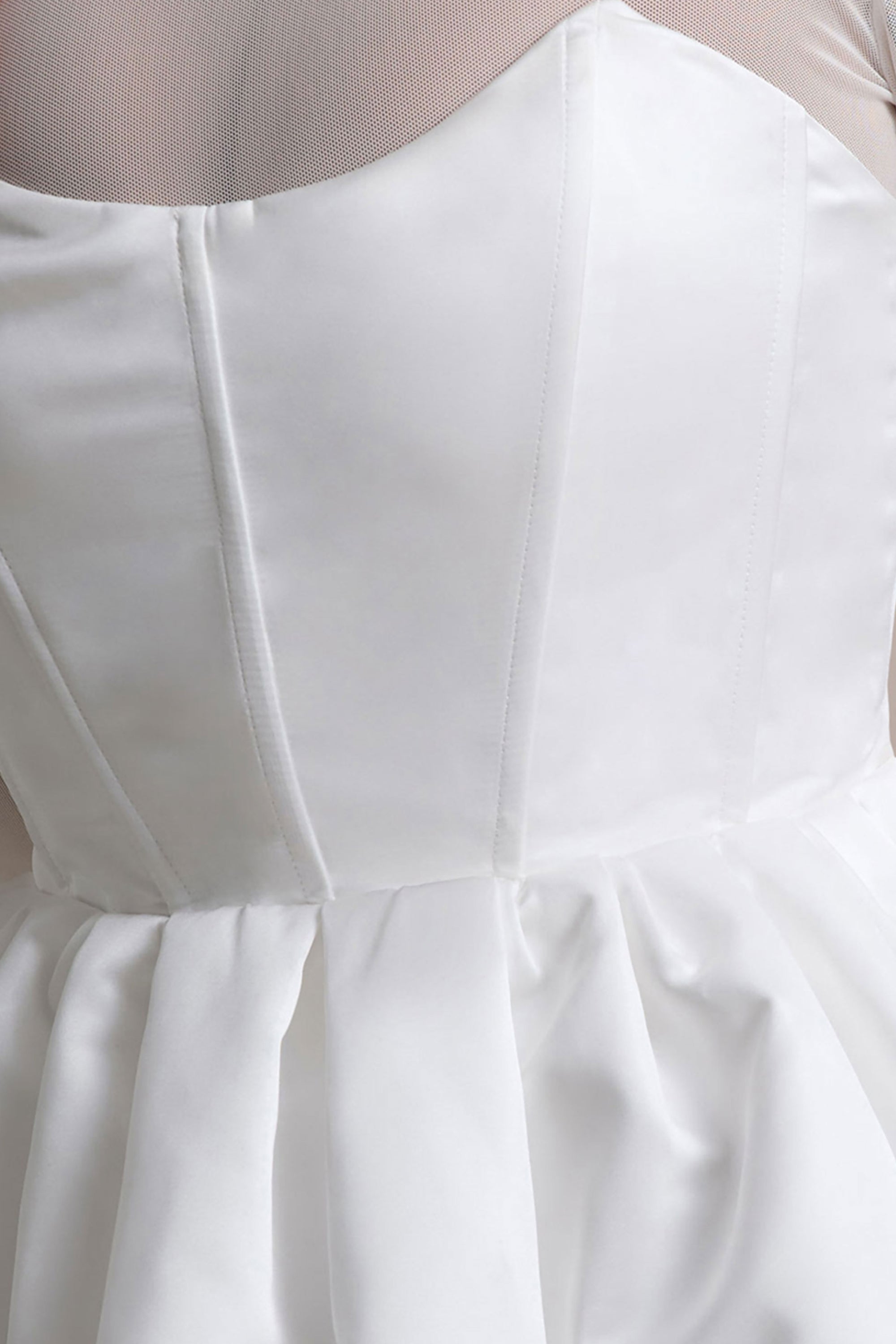 Tinkerbell | White Satin Long-Sleeve Puffball Mini Dress – Club L London