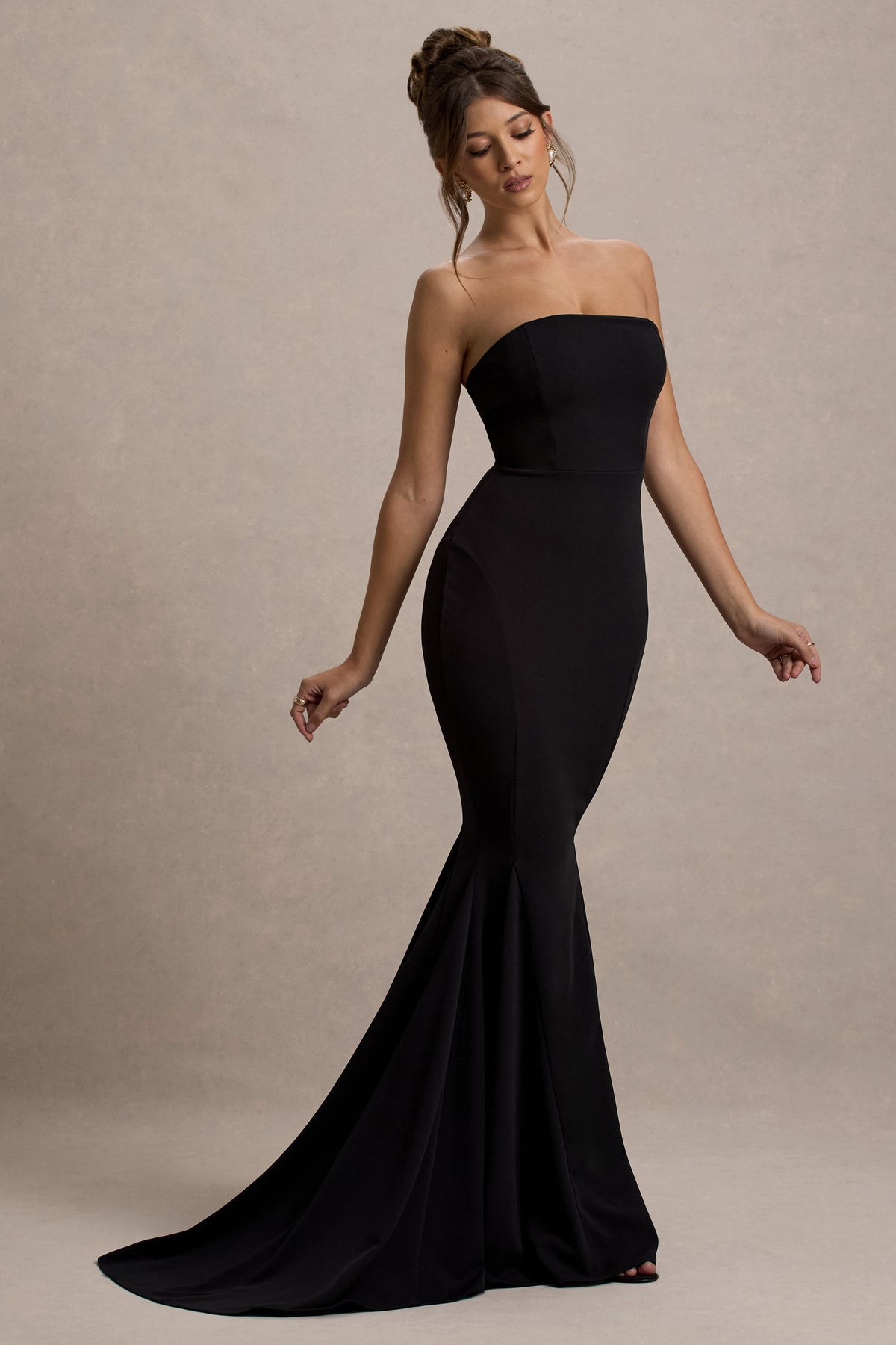 Impress Me | Black Strapless Bandeau Fishtail Maxi Dress US 2 / Black Impress Me | Black Strapless Bandeau Fishtail Maxi Dress US 2 / Black