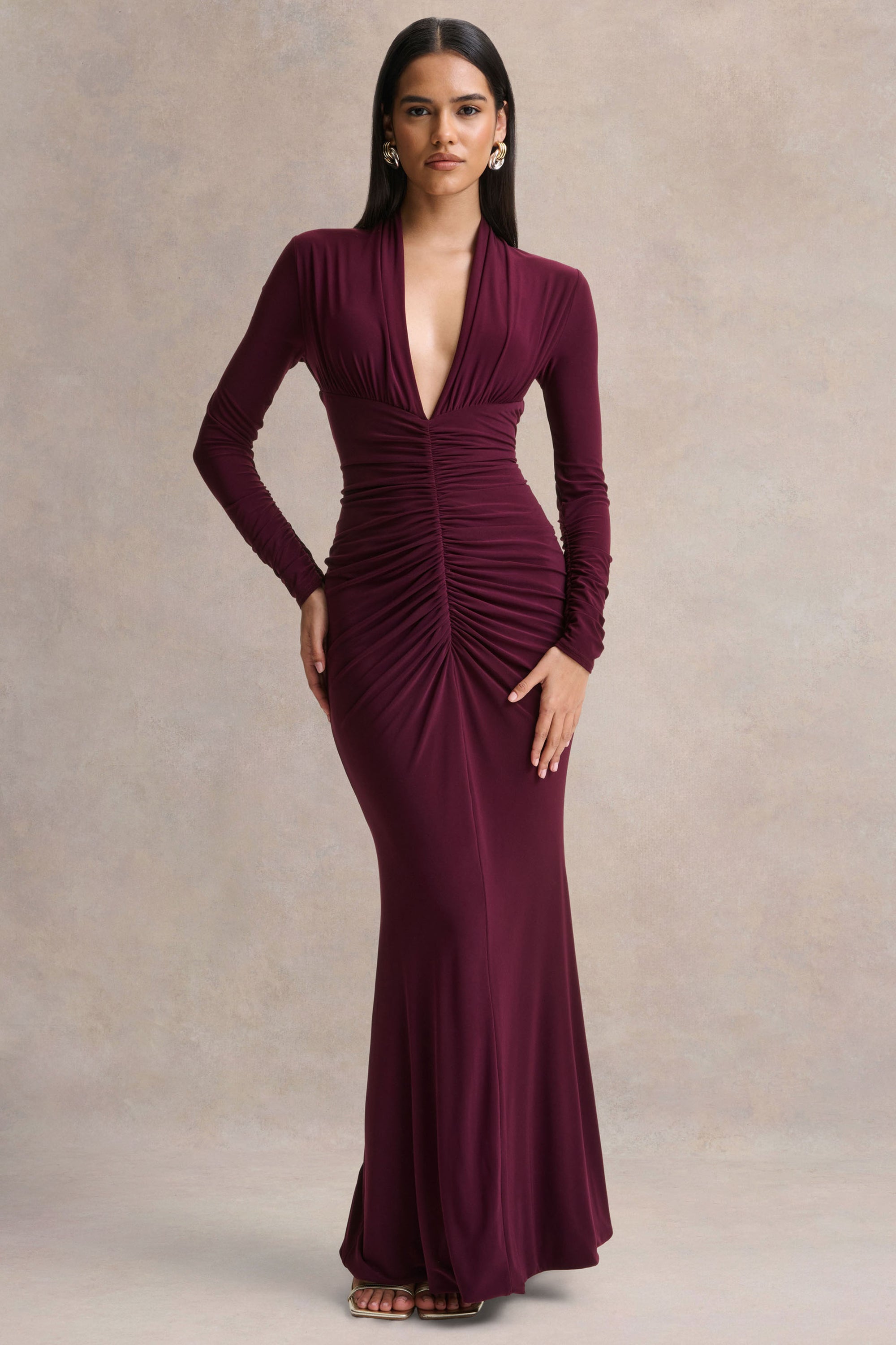 plum dress long sleeve Plum Purple Long Sleeve Tiered Maxi Dress | Womens | 2X (Available in 3X, 1X, M, L) | 100% Polyester | Lulus | Holiday Dresses