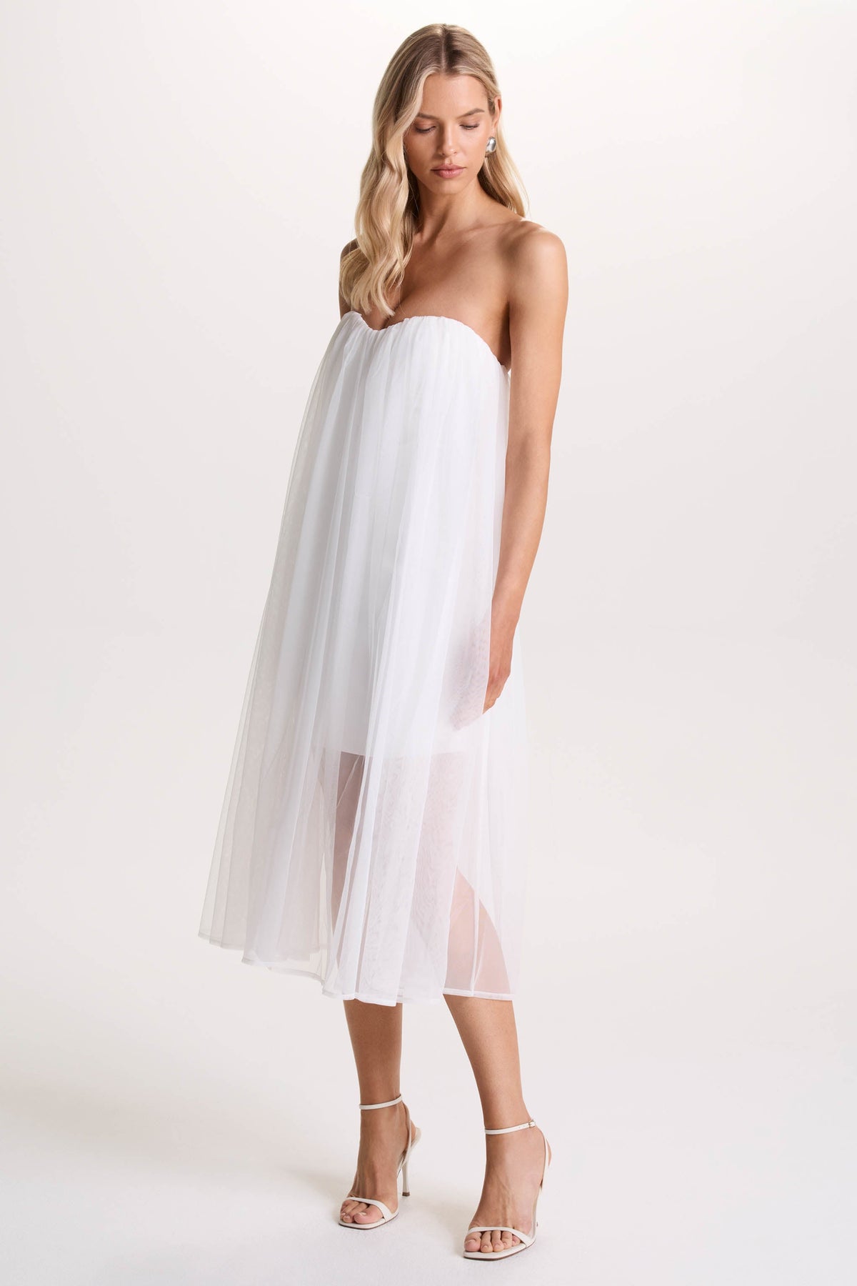 Dreamland Ivory Sweetheart Corset Mini Dress With Tulle Overlay