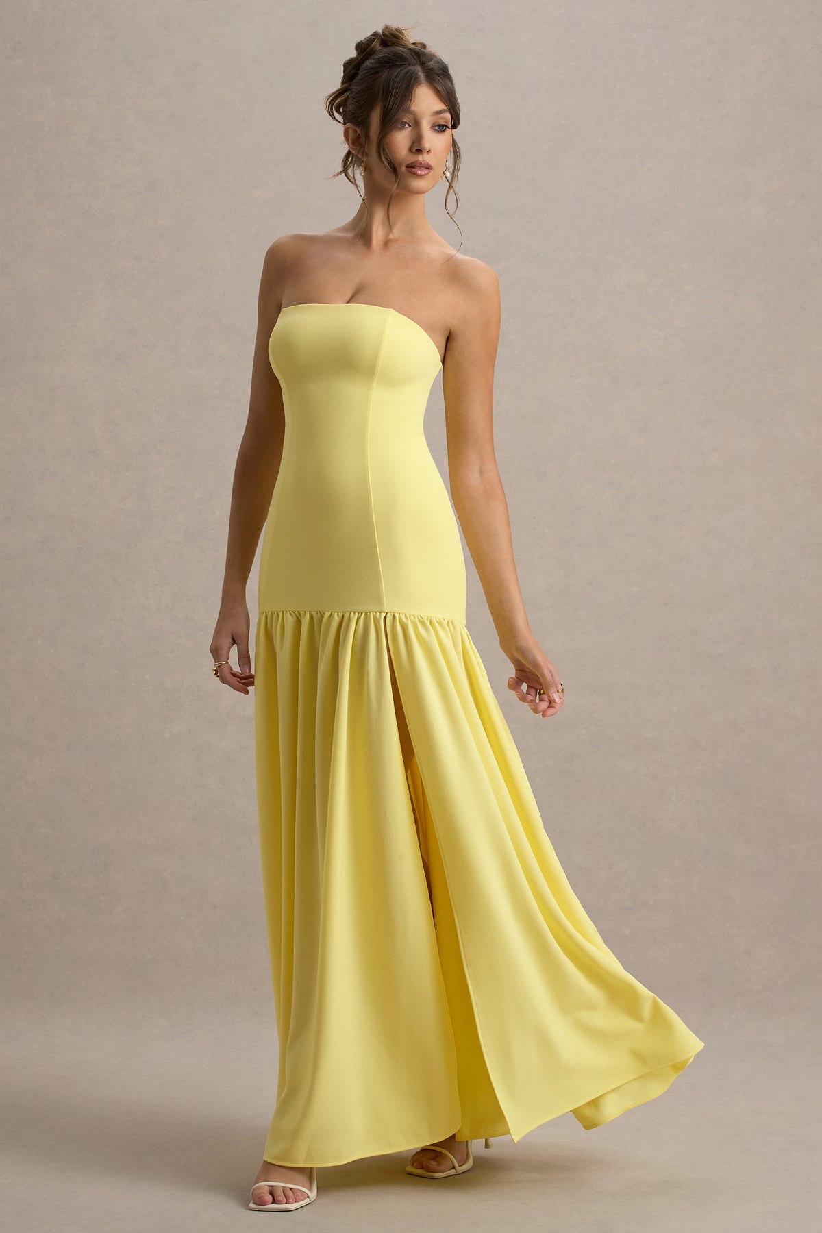 Penny Lemon Bandeau Drop-Waist Maxi Dress Club L London - USA Penny Lemon Bandeau Drop-Waist Maxi Dress Club L London - USA