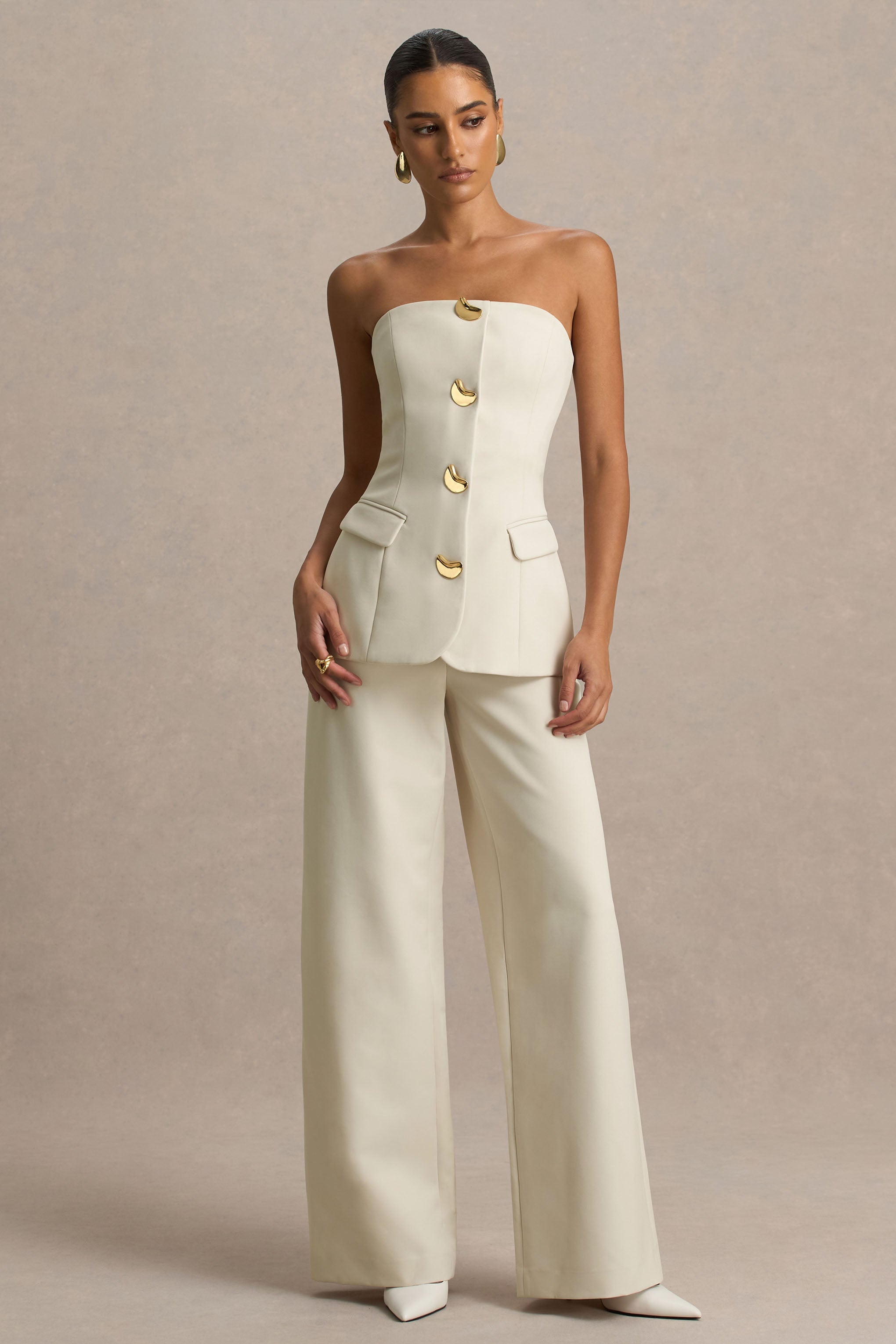 Zoey | Nude Bandeau Jumpsuit – Club L London - USA