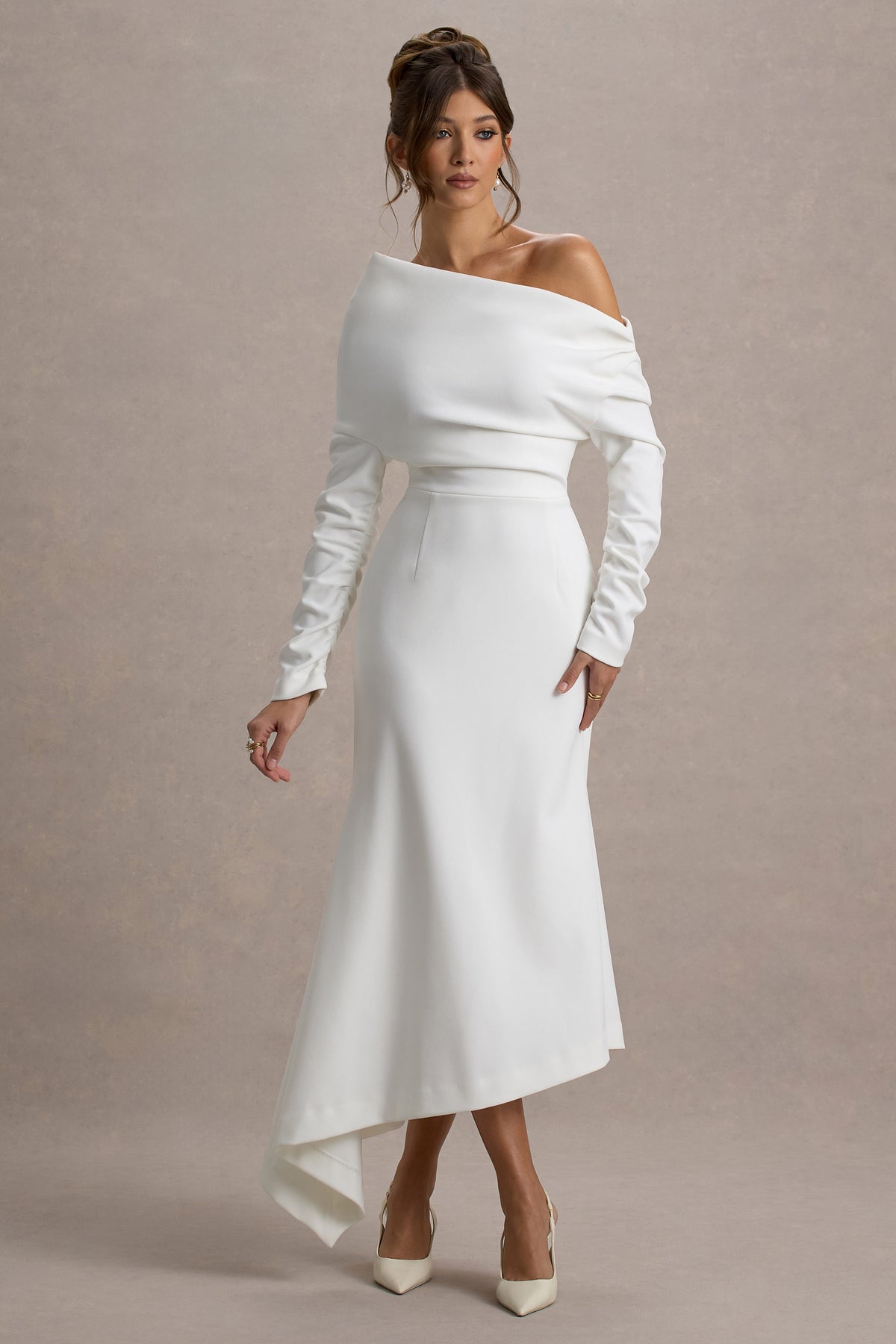 Lou | White One-Shoulder Asymmetric Maxi Dress - UK 14 White Lou | White One-Shoulder Asymmetric Maxi Dress - UK 14 White