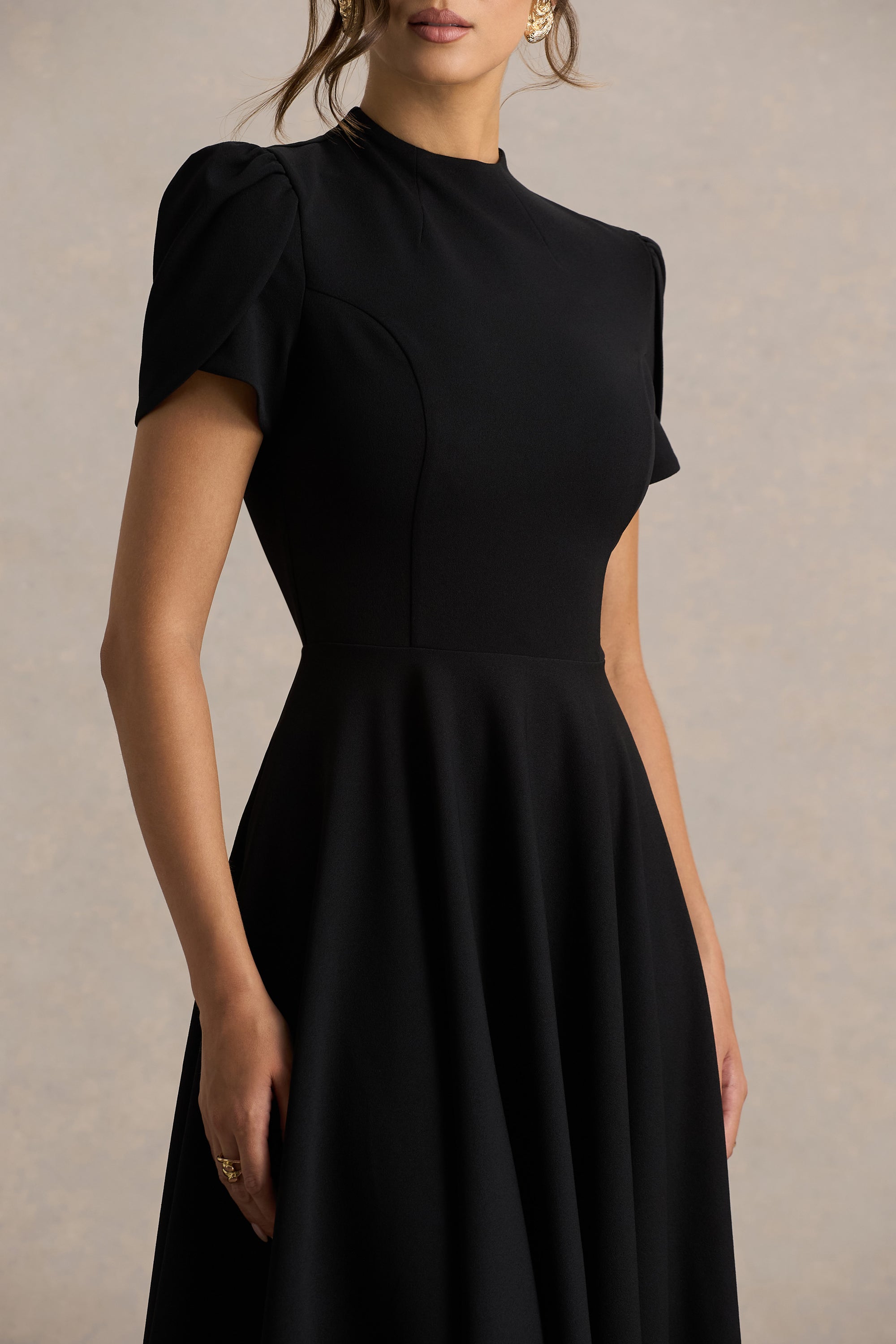 black classic dress with sleeves Unique Vintage Black Long Sleeve Devon Swing Dress XS/0-2