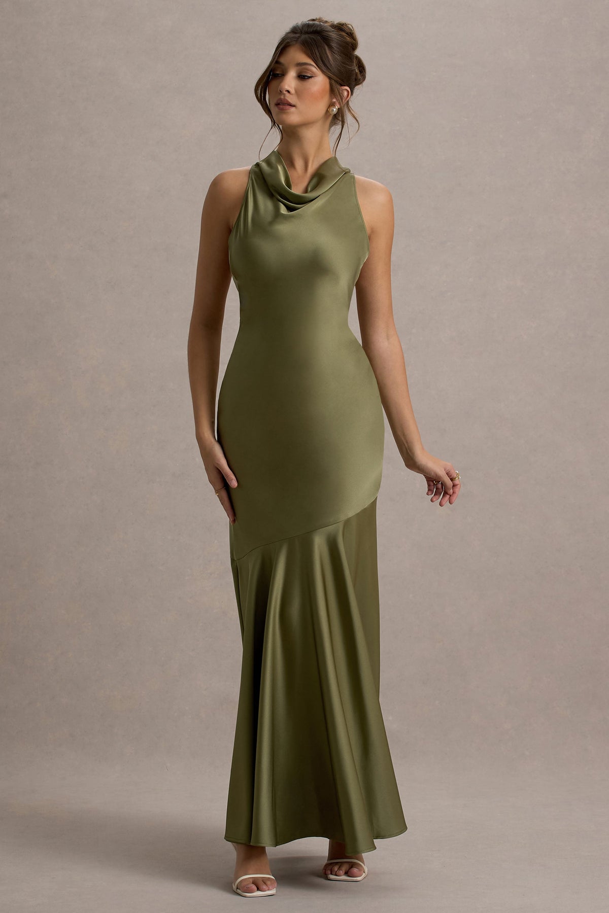 Olive Satin Cowl Neck Maxi Dress Green Olive Satin Cowl Neck Bridesmaid Dress Floor-Length Carlyna Olive Satin Cowl Neck Maxi Dress Green Olive Satin Cowl Neck Bridesmaid Dress Floor-Length Carlyna