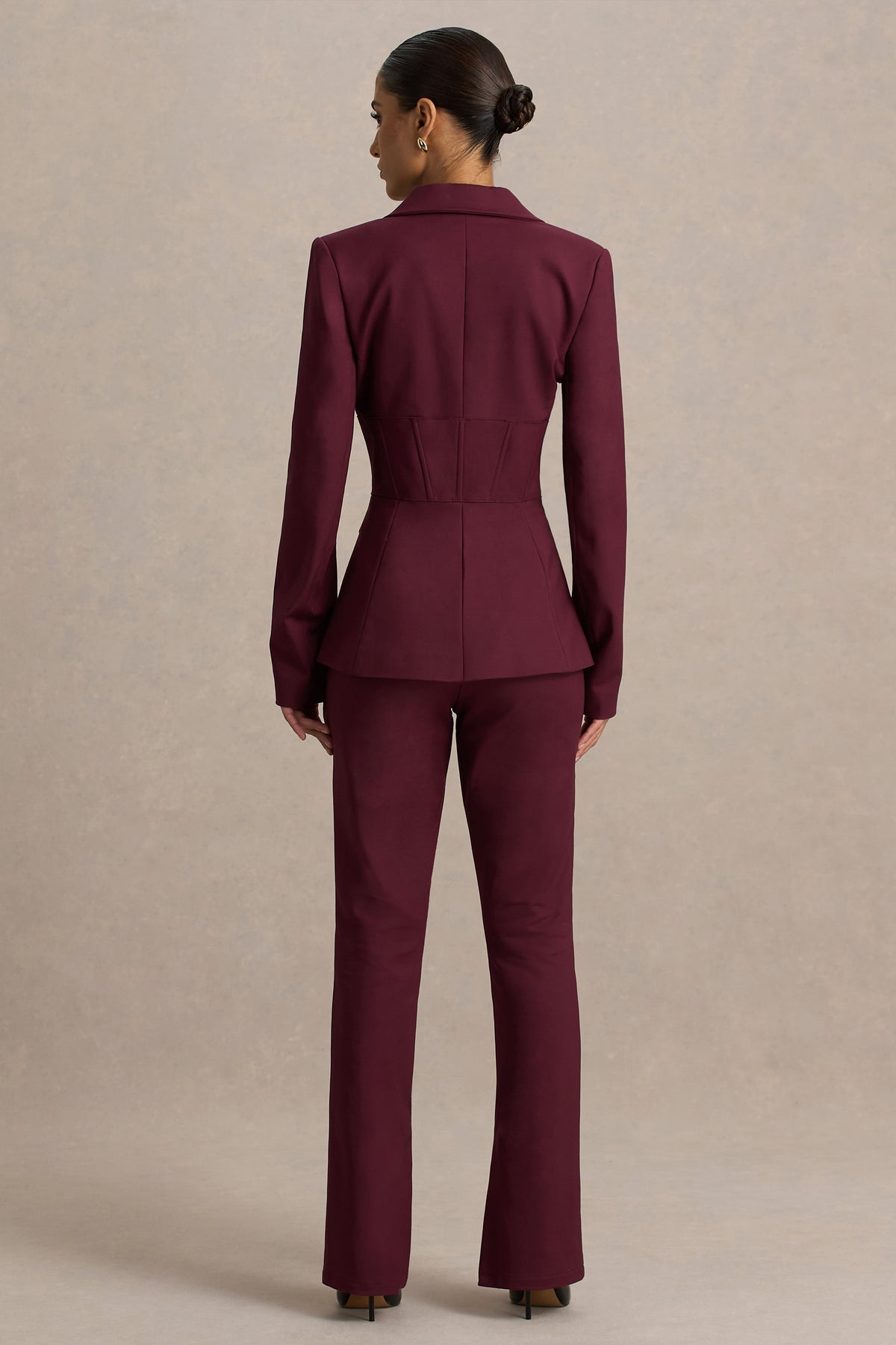 Unbeaten Burgundy Fitted Corset Blazer Jacket Club L London - USA Unbeaten Burgundy Fitted Corset Blazer Jacket Club L London - USA