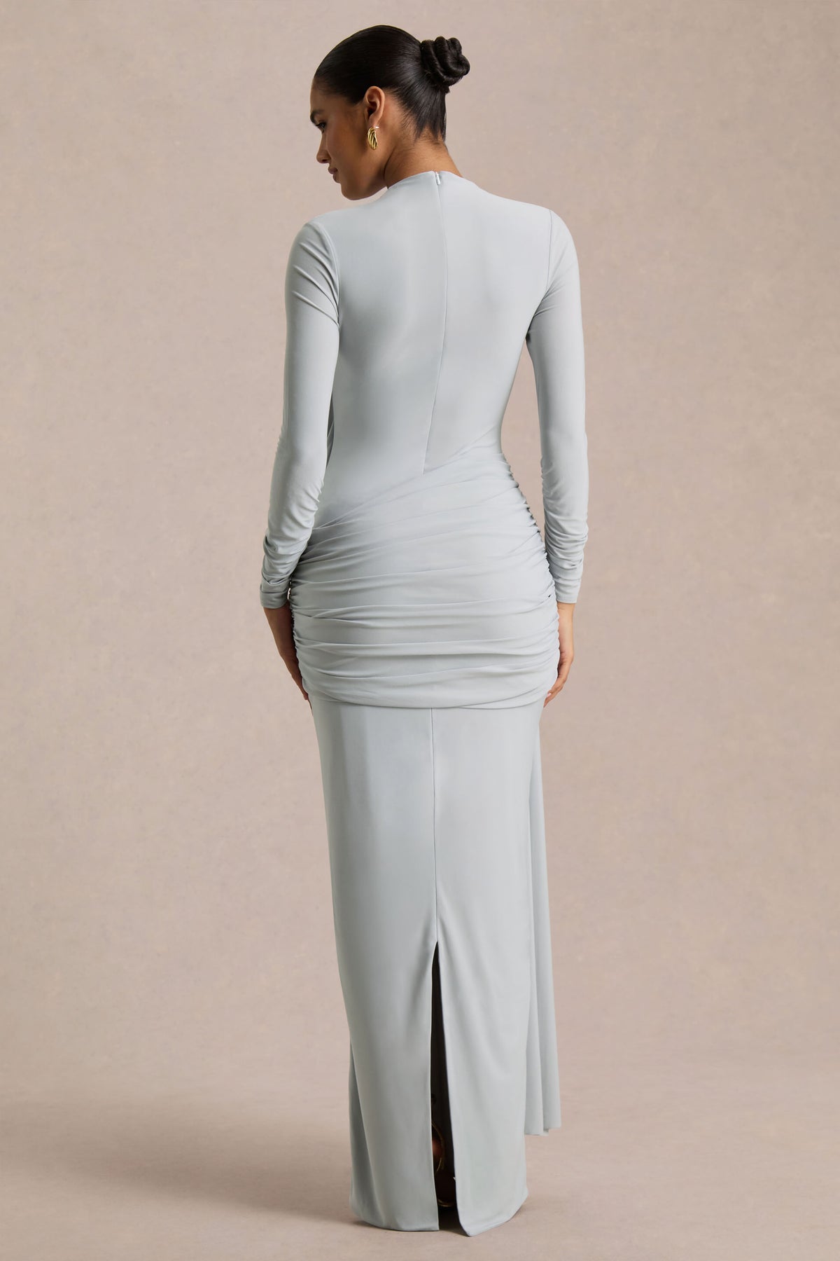 helsi tessa long-sleeve appliqué a-line maxi dress Melissa | BLUE Long-Sleeve Wrap Maxi Dress With Draped Detailing