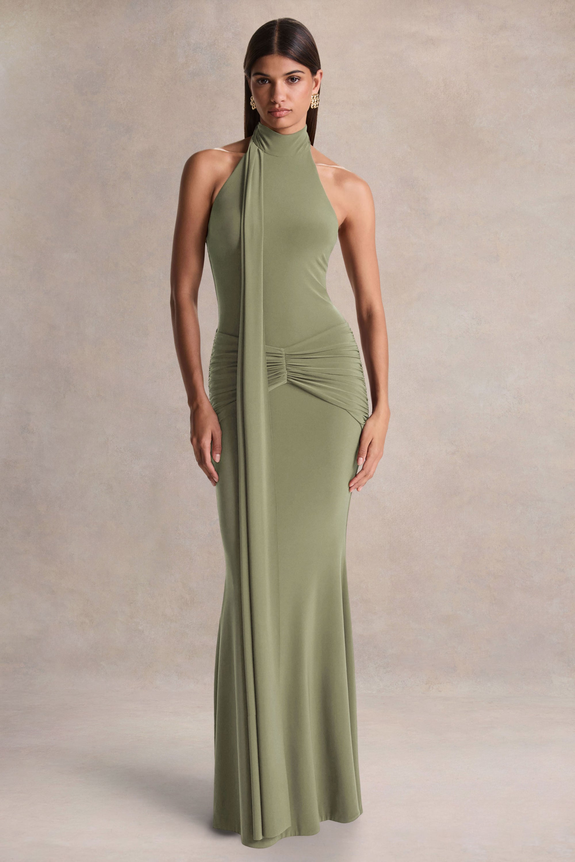 sky high green dress She+Sky Bubble Sleeve Tiered Midi Dress