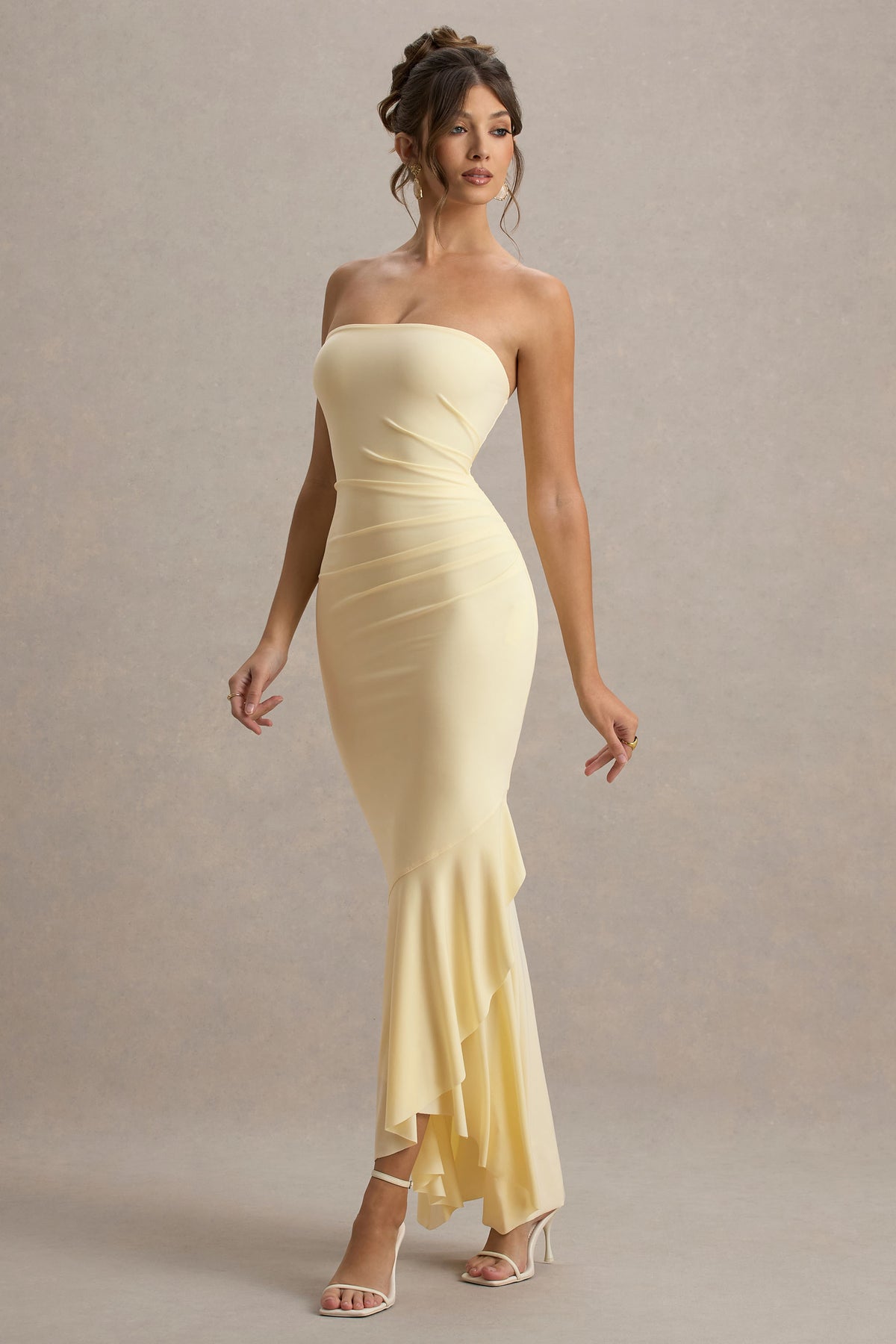 Capria | Lemon Bandeau Wrap Maxi Dress