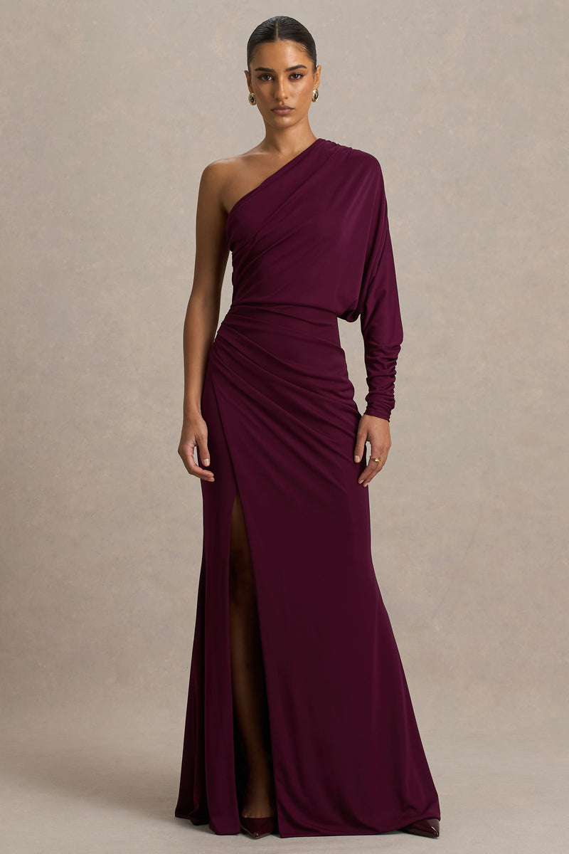 fadyen bias cut maxi dress burgundy Felicity Nefran