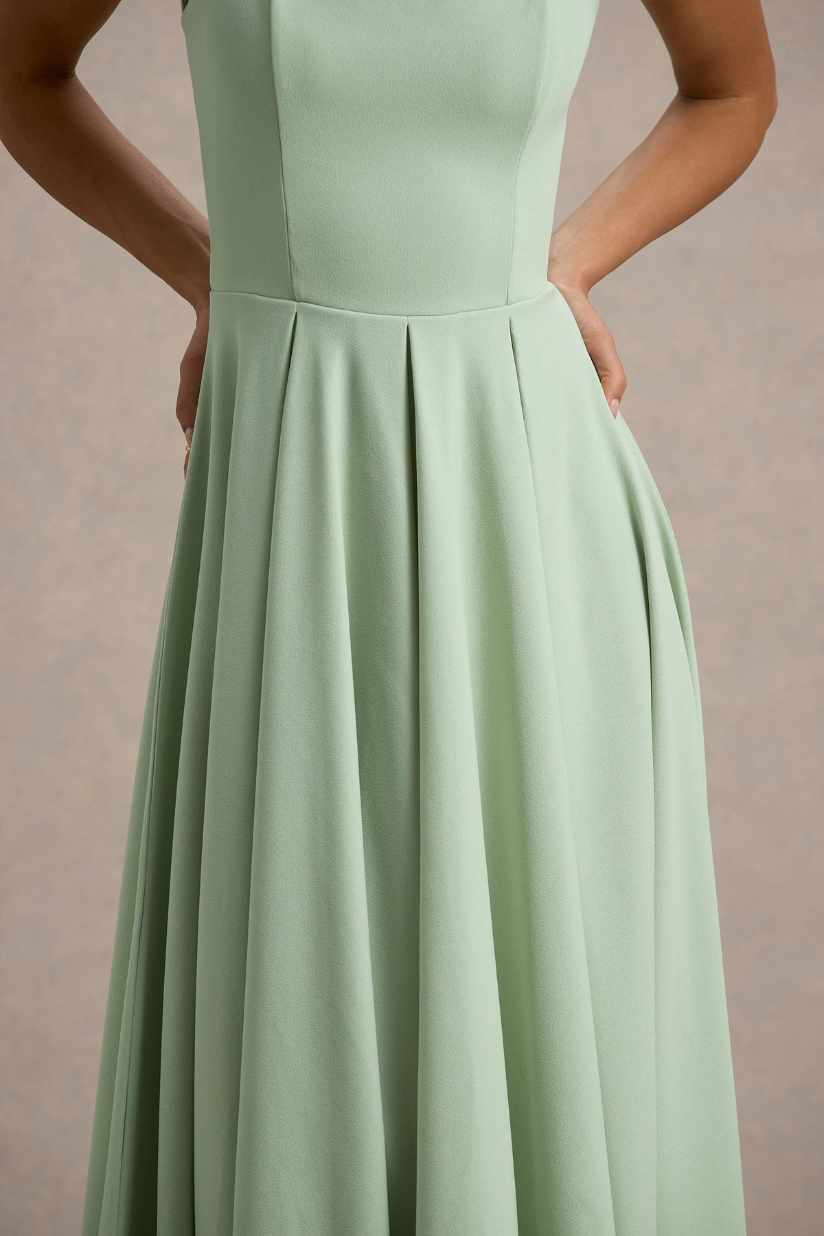 Parina Light Green Strappy Volume-Hem Midi Dress Club L London - USA Parina Light Green Strappy Volume-Hem Midi Dress Club L London - USA