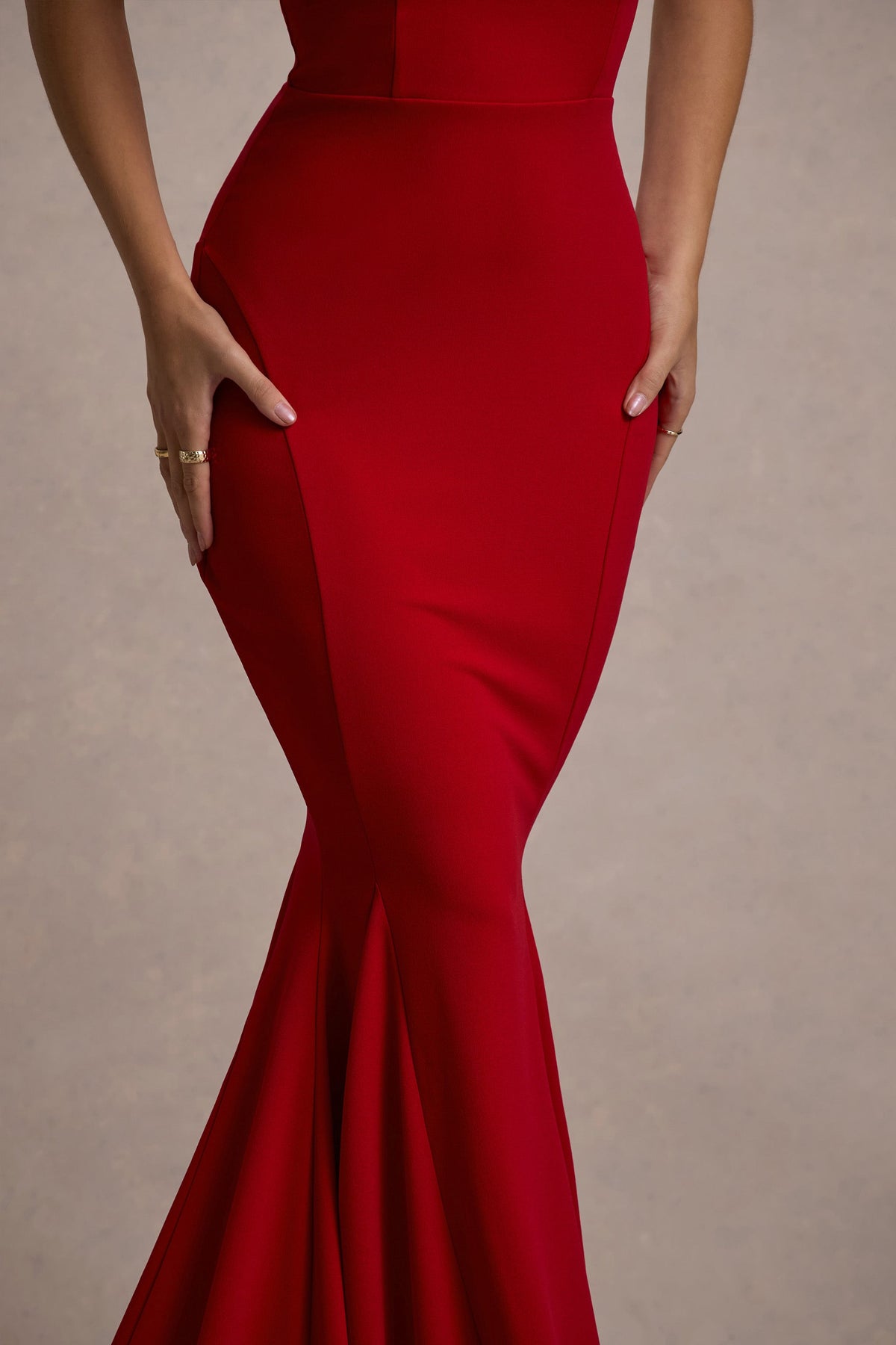 Impress Me Red Strapless Bandeau Fishtail Maxi Dress Club L London - USA Impress Me Red Strapless Bandeau Fishtail Maxi Dress Club L London - USA