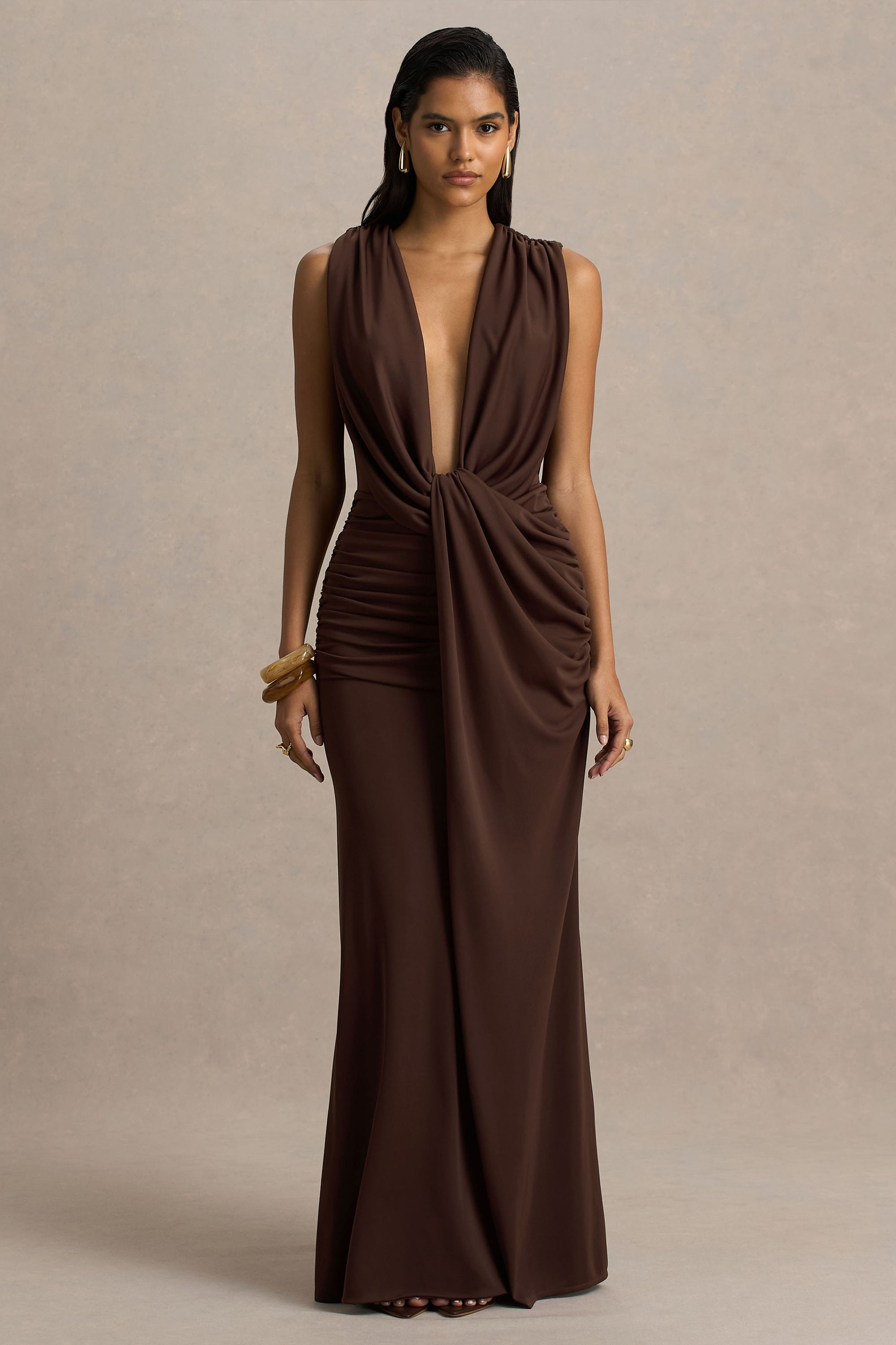 frederica plunge maxi dress chocolate Princess Polly Frederica Plunge Maxi Dress - Chocolate - 25% Off