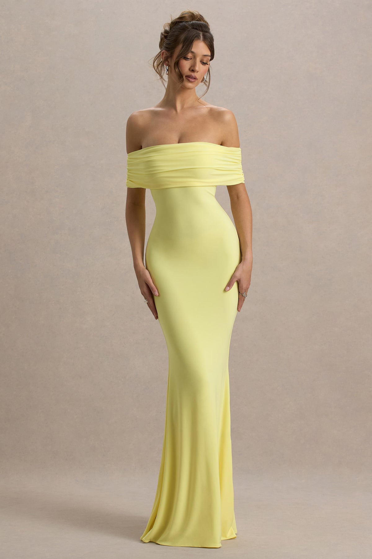club london yellow dress L Shelley Lemon Floral by Club L London feminine lines Sunflower | PALE Lemon Ruched