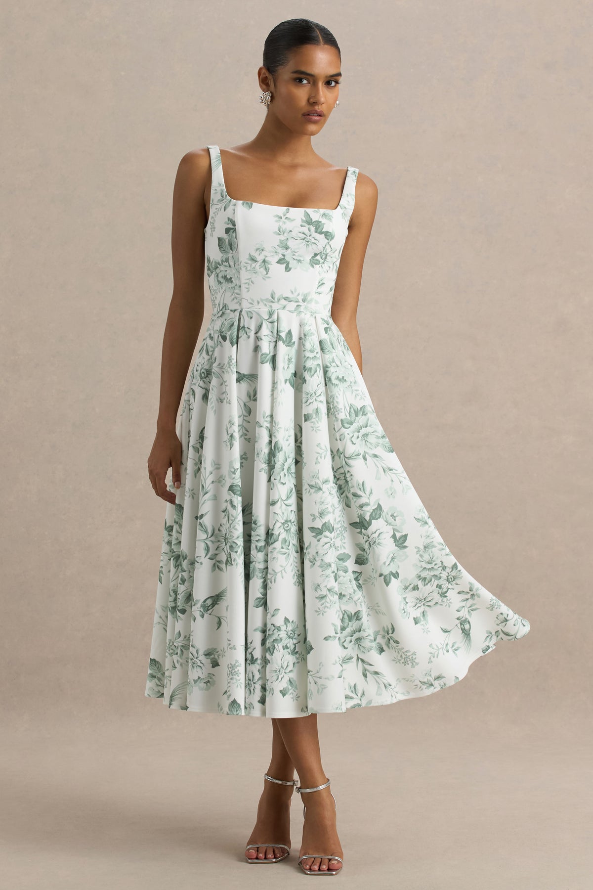 Lissa Green Porcelain Print Square-Neck Midi Dress Club L London - USA Lissa Green Porcelain Print Square-Neck Midi Dress Club L London - USA