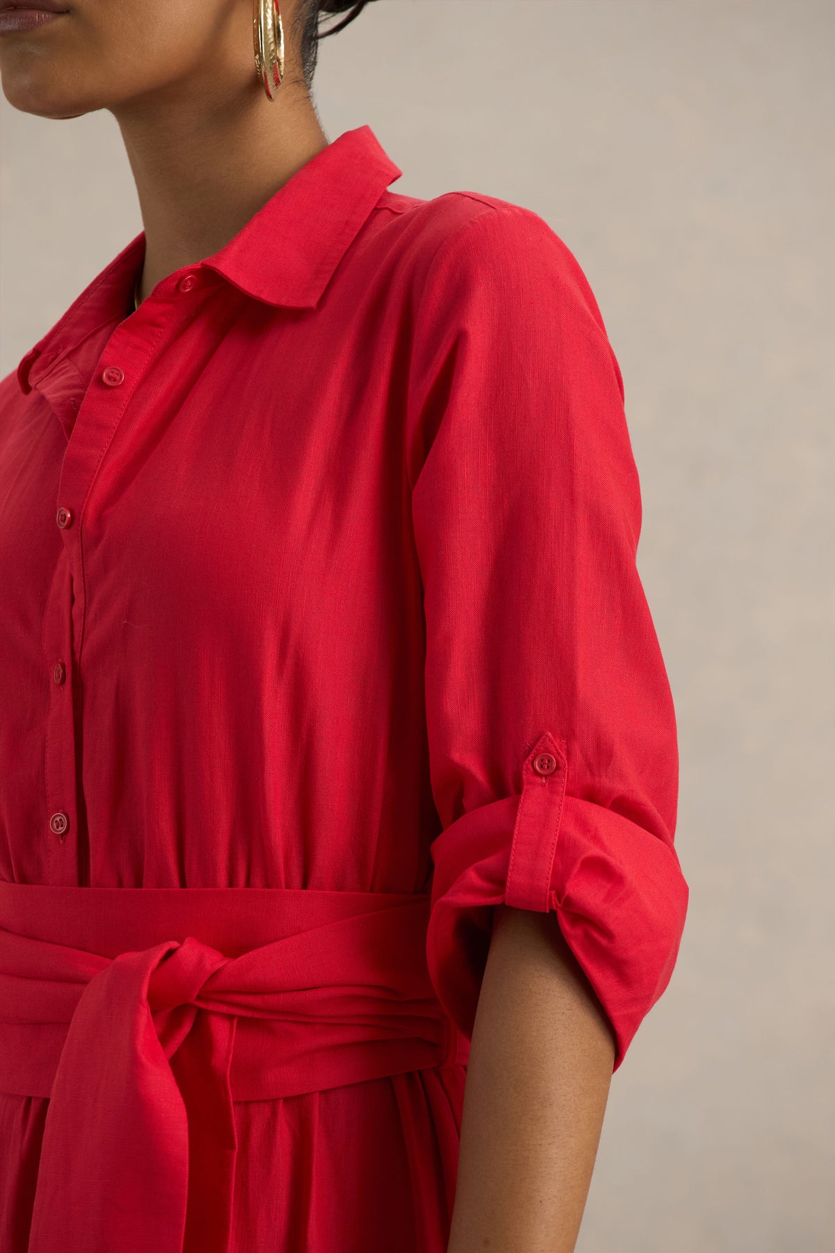 Sydney Red Belted Maxi Shirt Dress Club L London - USA Sydney Red Belted Maxi Shirt Dress Club L London - USA
