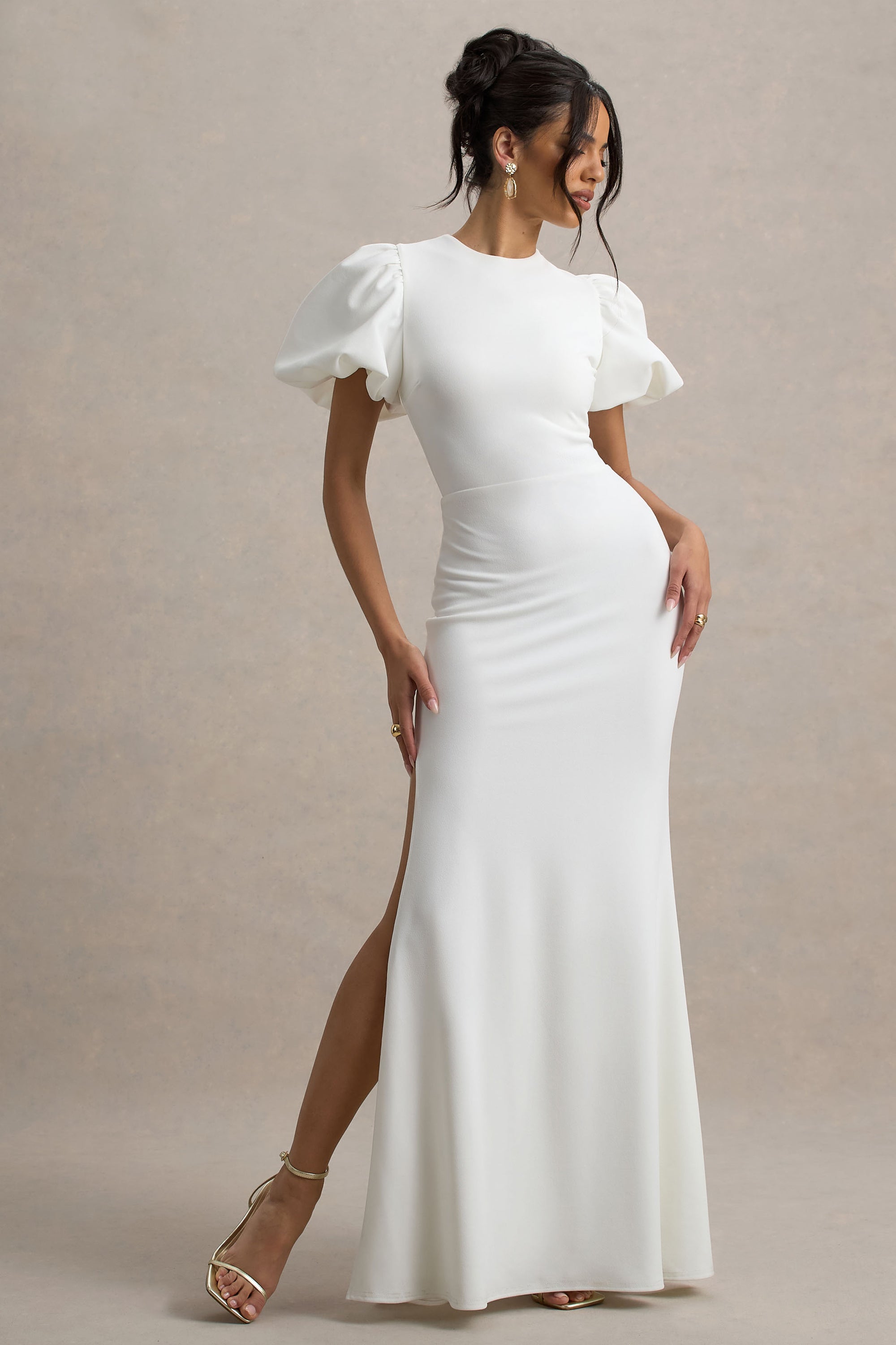 Love Letters | White Puff-Sleeve Maxi Dress – Club L London
