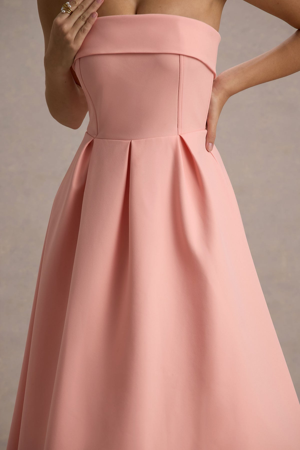 Annalise Pink Bandeau Skater Midi Dress Club L London - USA Annalise Pink Bandeau Skater Midi Dress Club L London - USA