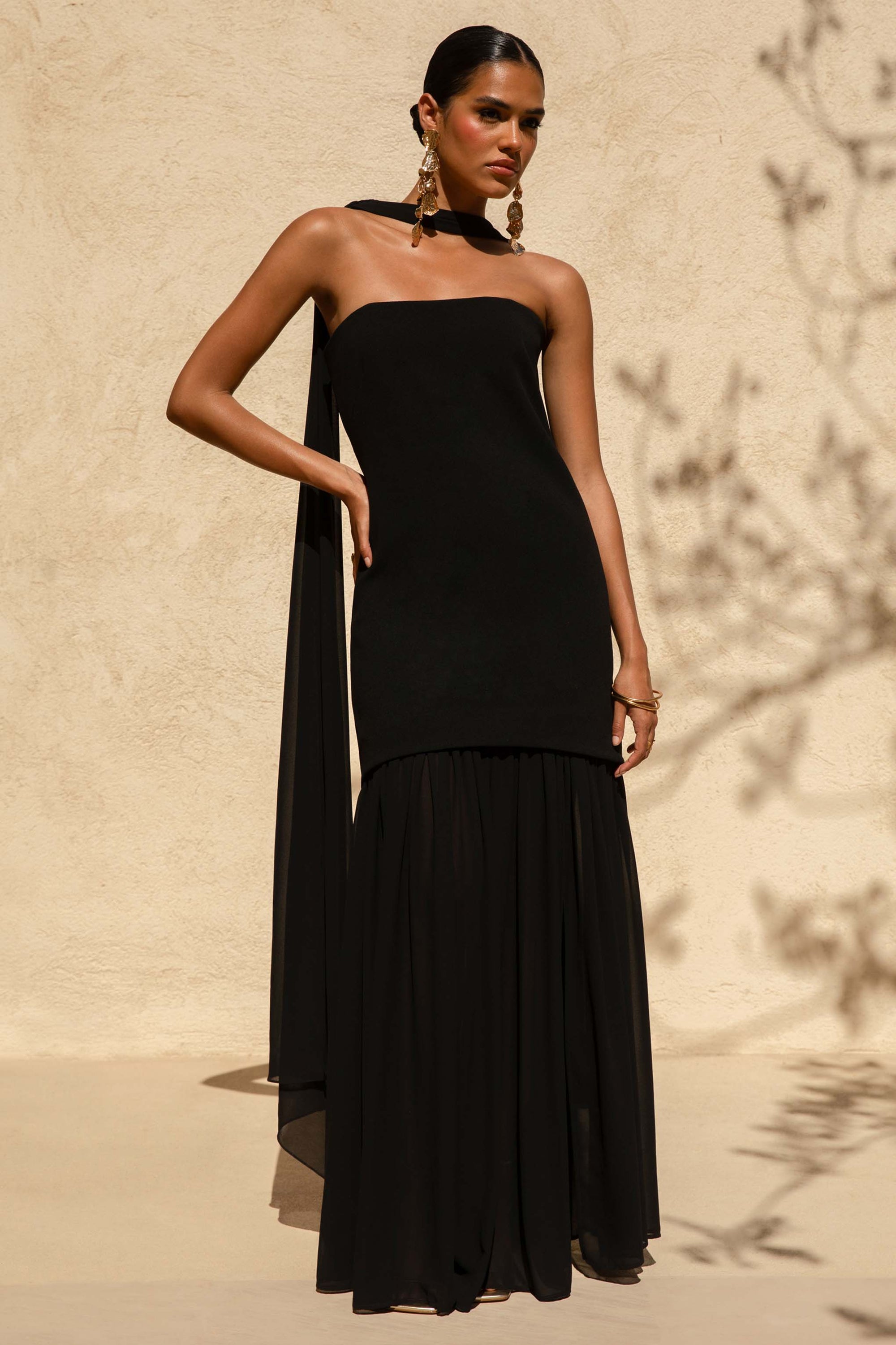 black high low chiffon dress Black Chiffon Halter High Low Party Dress Homecoming Dress, Black Bridesmaid Dresses