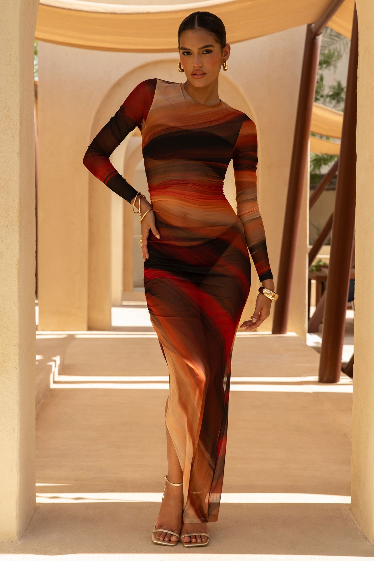 Barzilio Ombre Long-Sleeve Bodycon Maxi Dress Club L London - USA Barzilio Ombre Long-Sleeve Bodycon Maxi Dress Club L London - USA