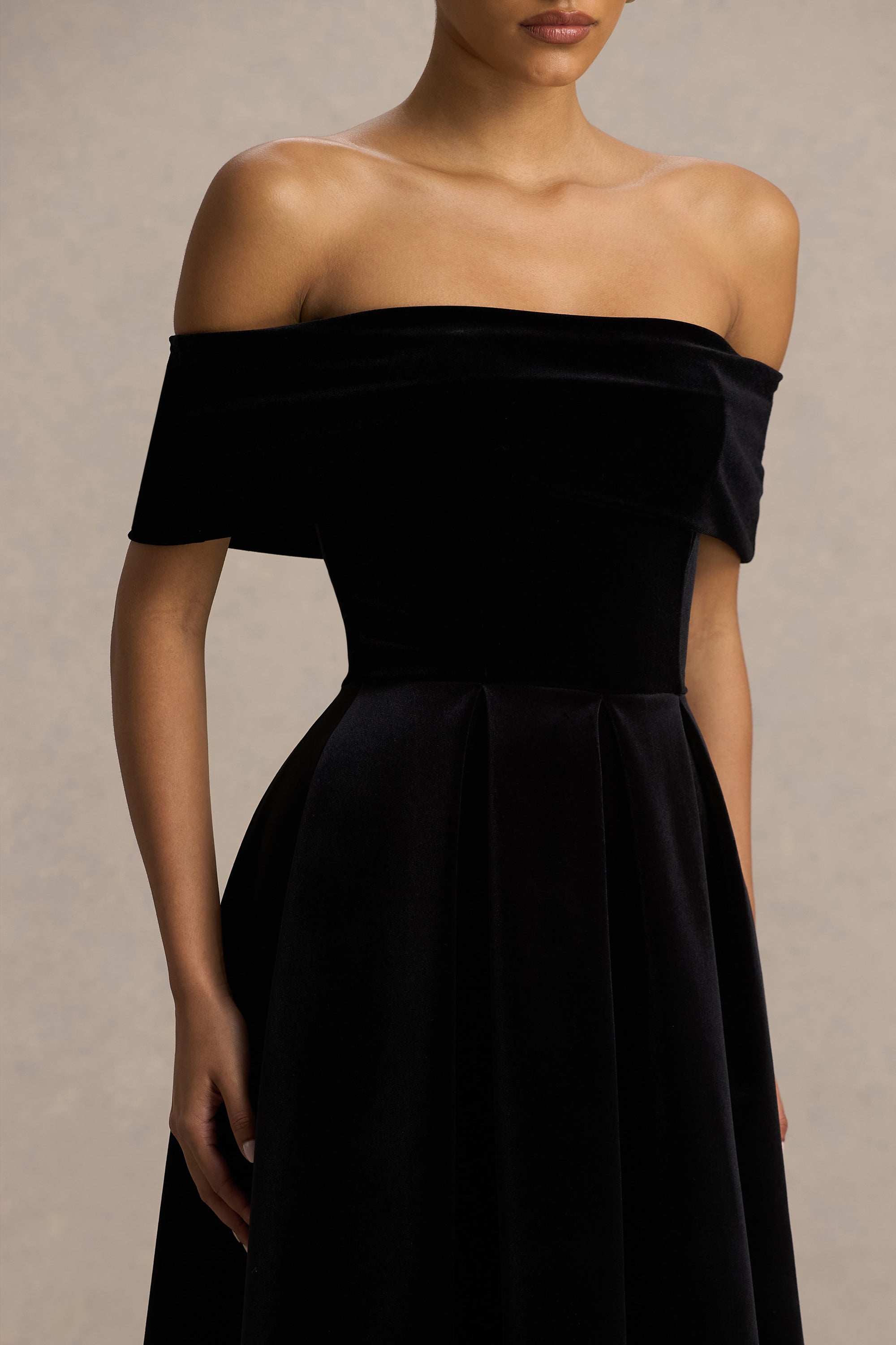 ambiance midi dress in black bardot Midi Dress Bardot Dress Long Sleeve Mesh Dress Bardot Long Sleeve Midi Dress Black Long Sleeve