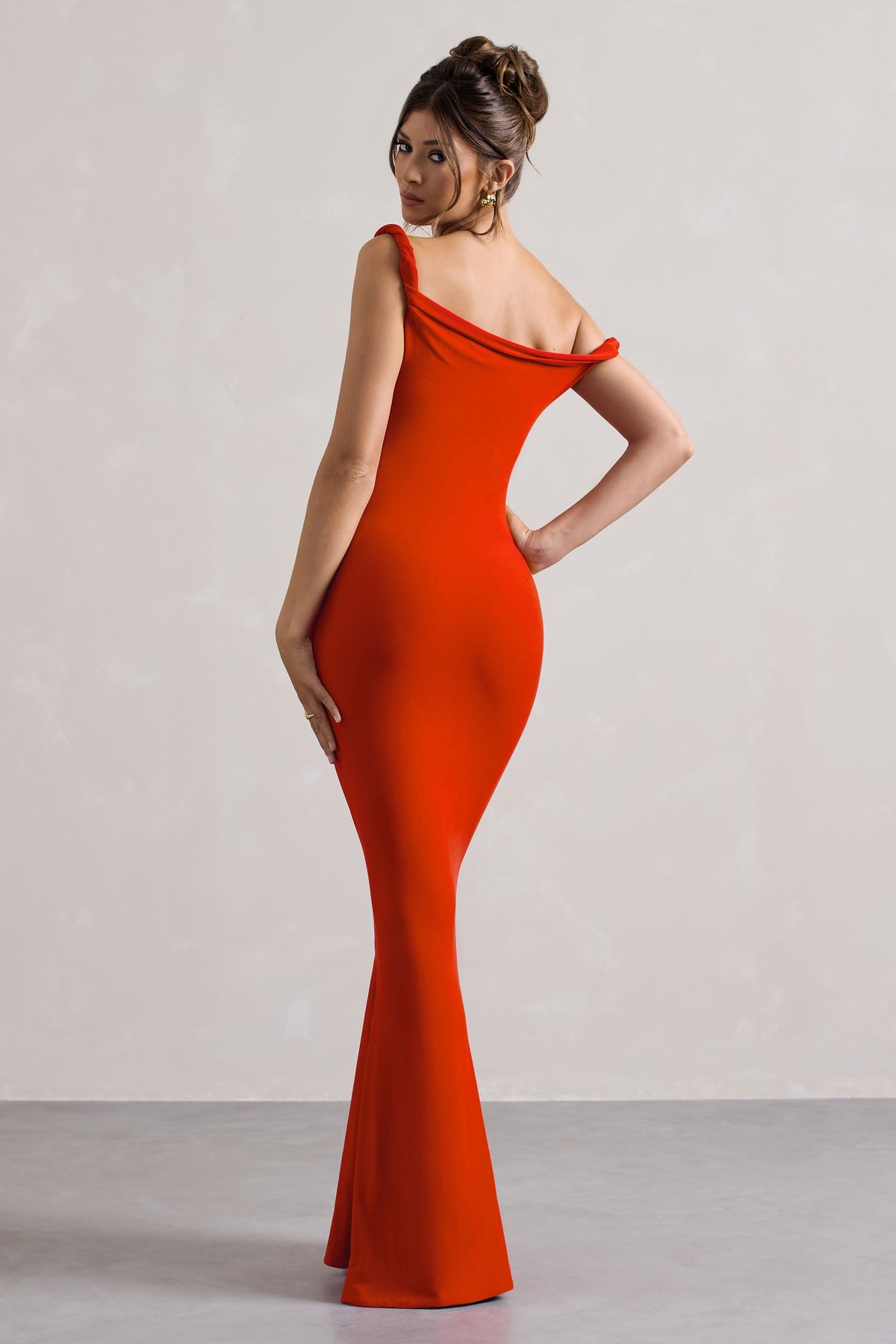 Lita | Orange Twisted Asymmetric Maxi Dress