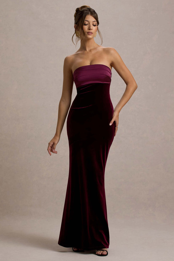 Ambrosi Port Velvet Bandeau Maxi Dress – Club L London - USA