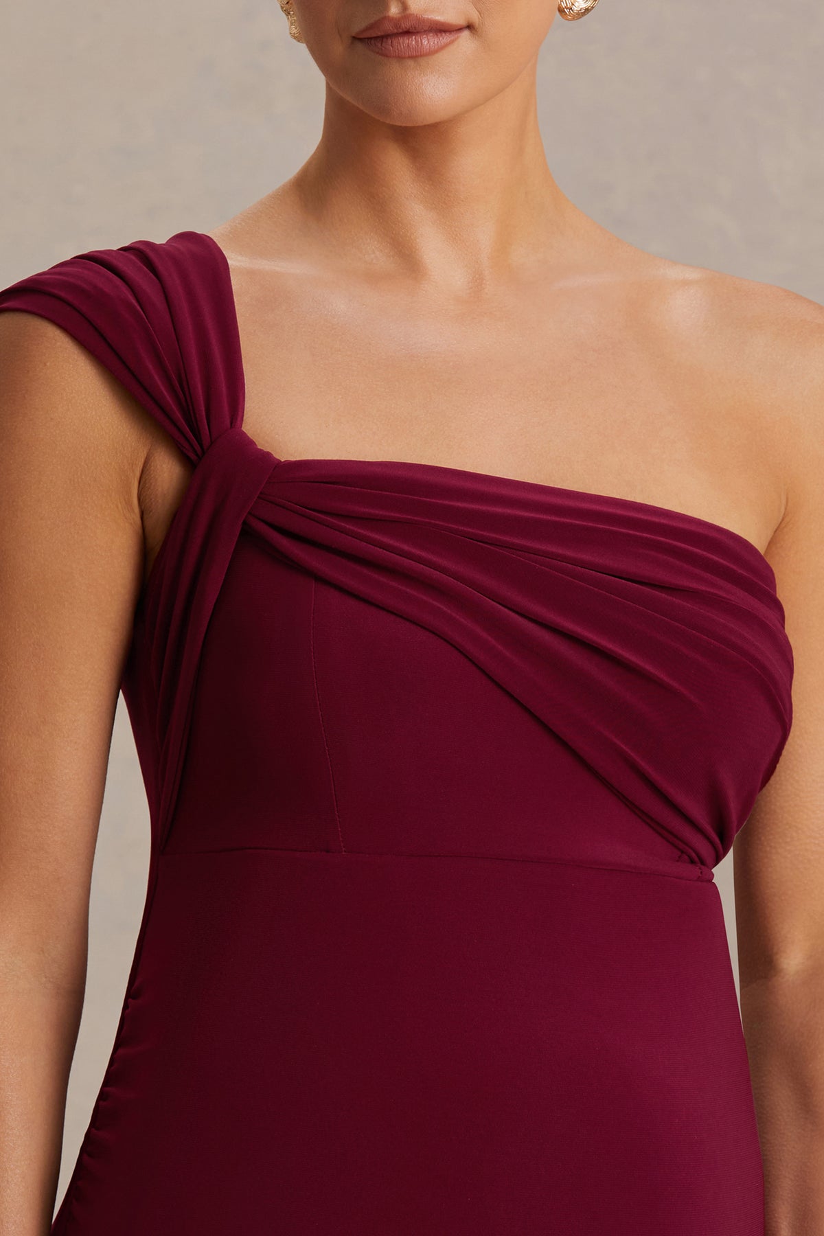 Mila | Burgundy Asymmetric-Neck Maternity Maxi Dress - UK 12 Burgundy Mila | Burgundy Asymmetric-Neck Maternity Maxi Dress - UK 12 Burgundy