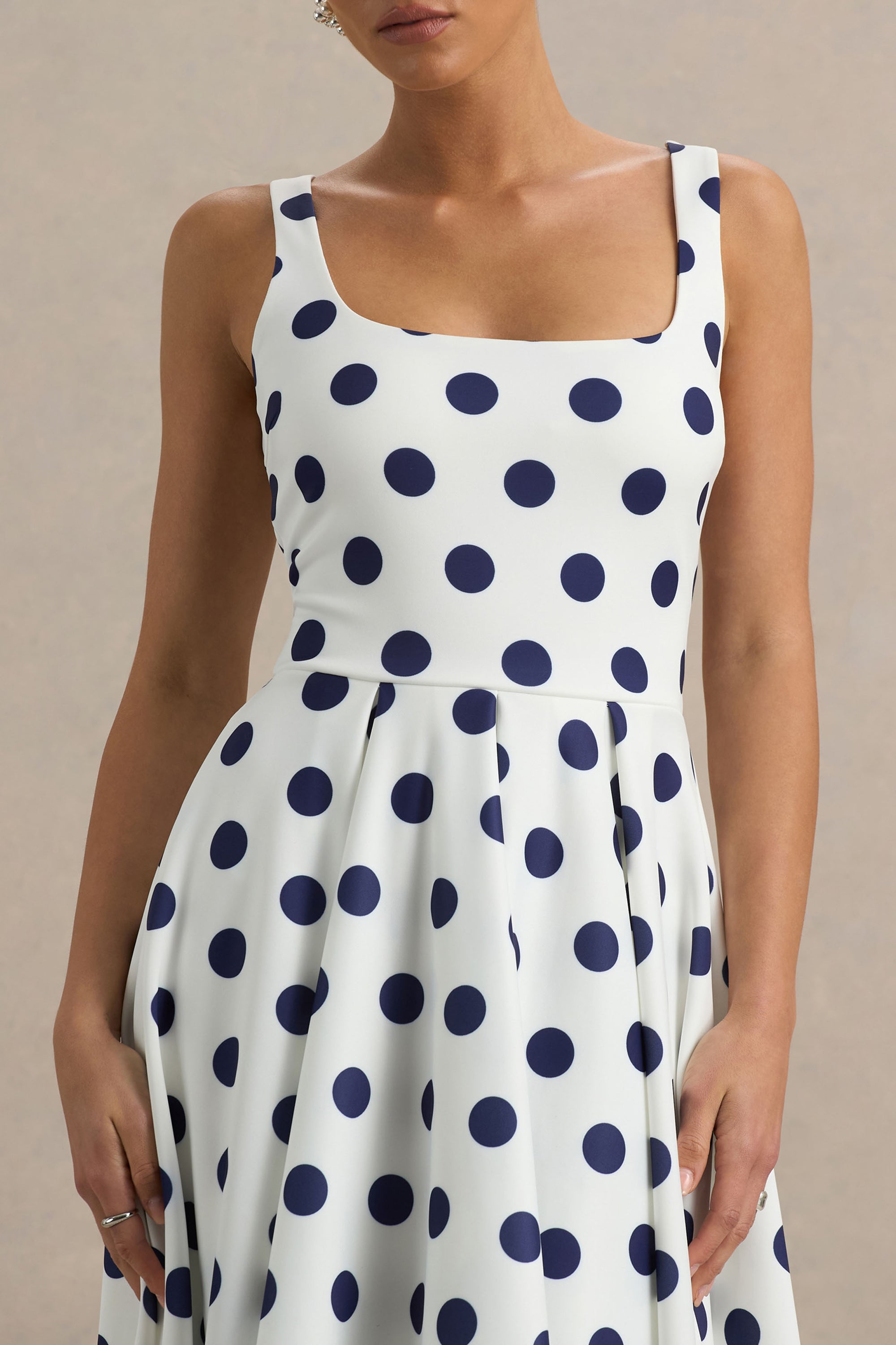 navy and cream polka dot dress Lotta Midi Dress in Polka Dot Deep Navy
