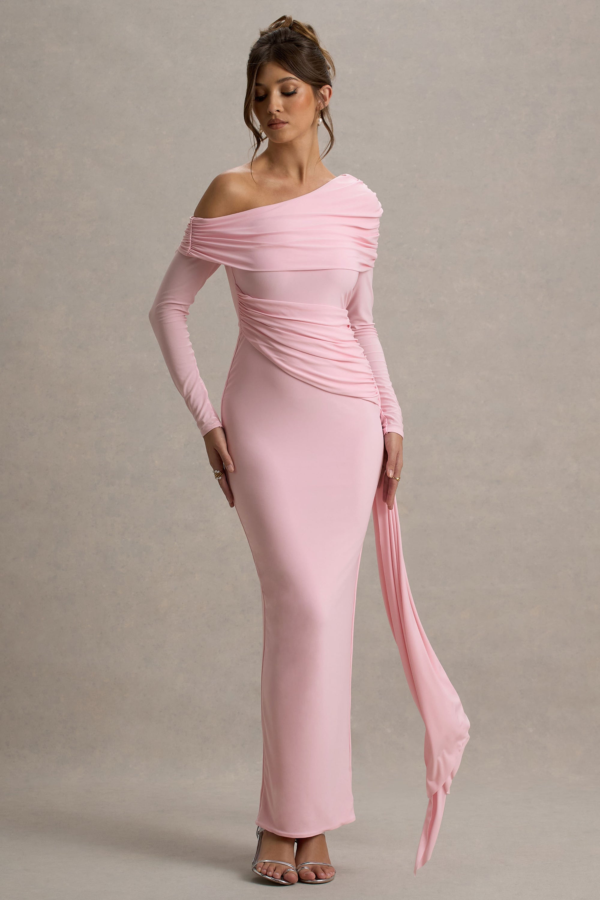 pink dress asymmetrical Nerida Waist Tie Asymmetric Dress Pink