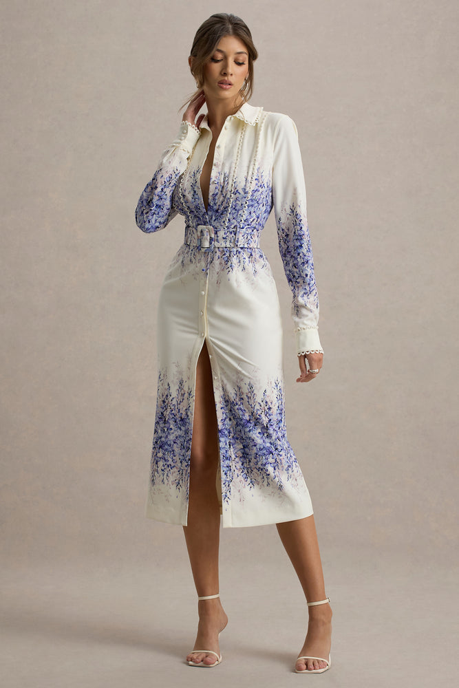 人気ブランド新作豊富 Zephy Wisteria Print Belted Shirt Midi Dress – Club L London ウェア