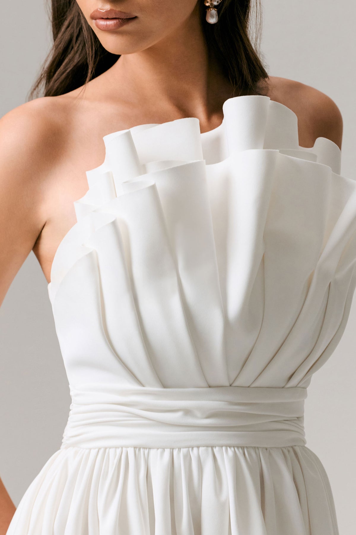 Distinguished White Asymmetric Ruffled Mini Dress Club L London - USA Distinguished White Asymmetric Ruffled Mini Dress Club L London - USA